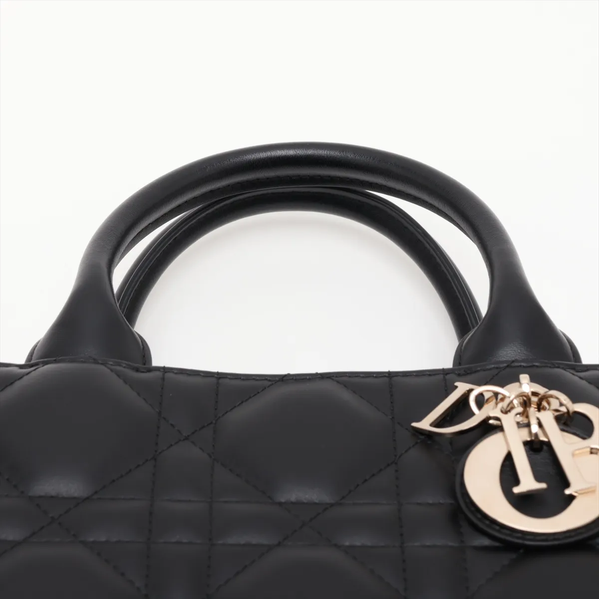 Macro Cannage Book Tote Small Leather 2-Way Tote Bag Black Lucky Star — view 6