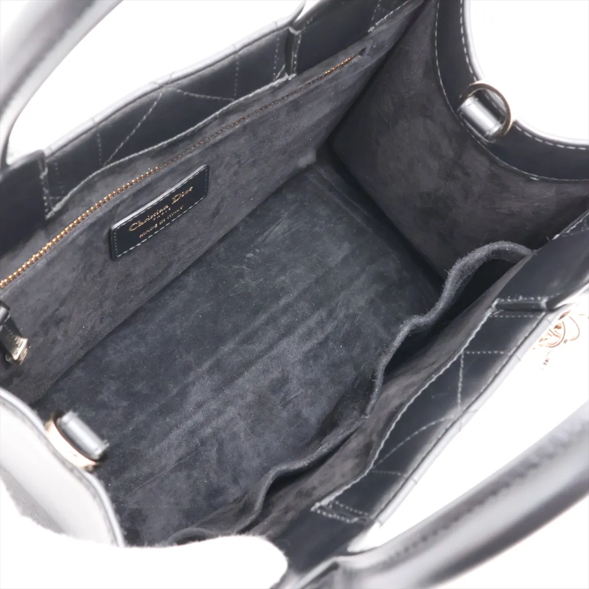 Macro Cannage Book Tote Small Leather 2-Way Tote Bag Black Lucky Star — view 8