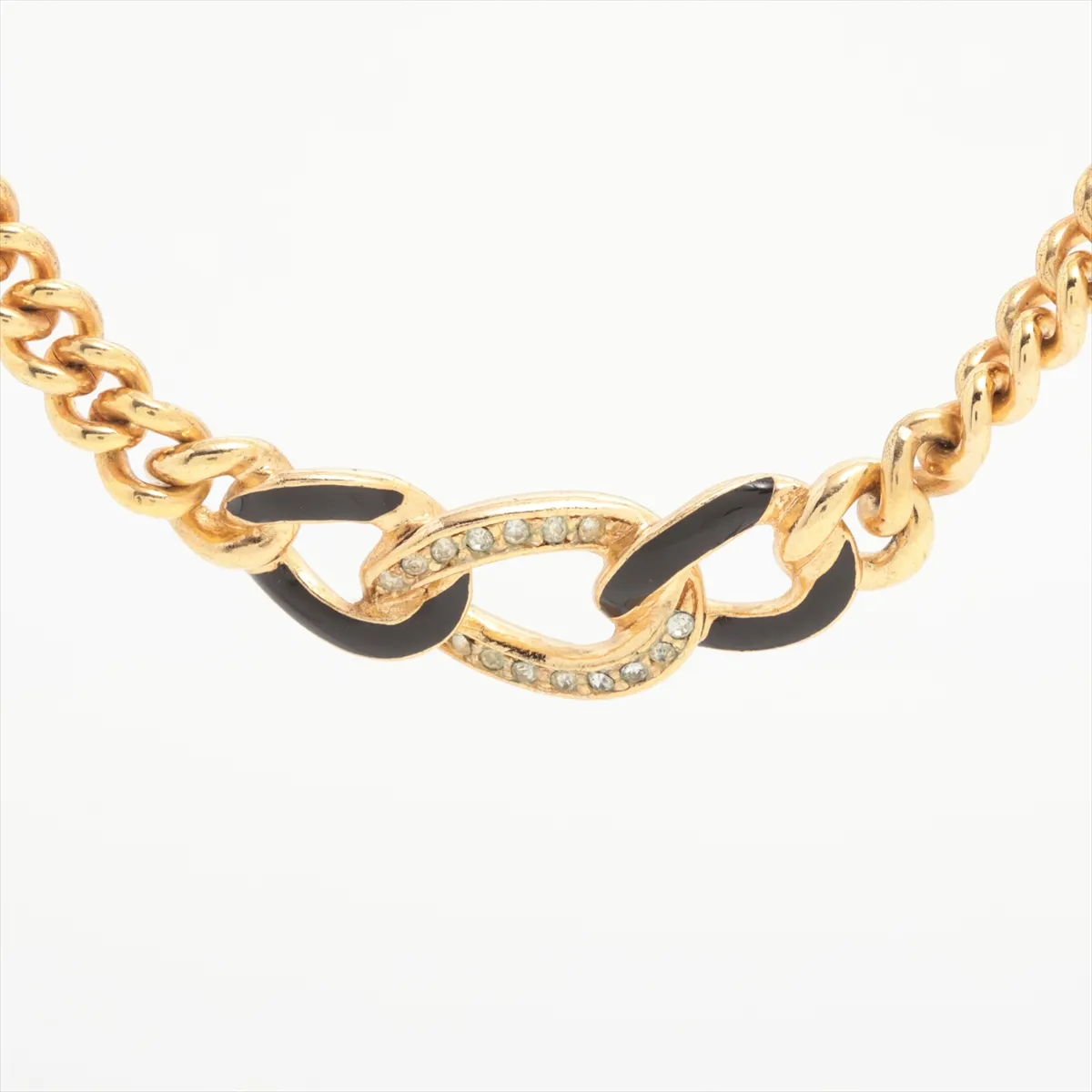 chain necklace, GP x rhinestones, gold,