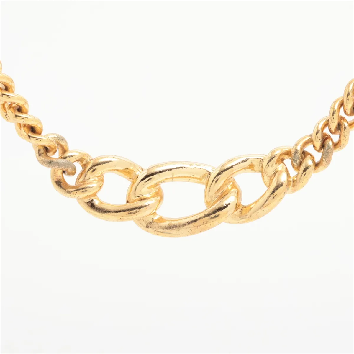chain necklace, GP x rhinestones, gold, — view 2