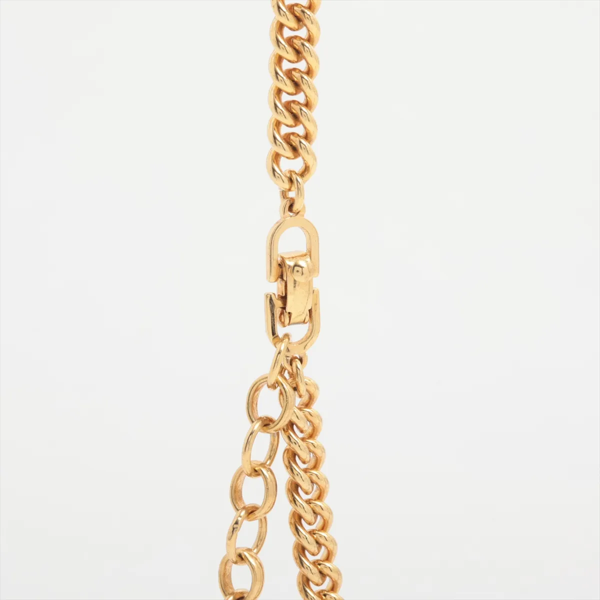 chain necklace, GP x rhinestones, gold, — view 3