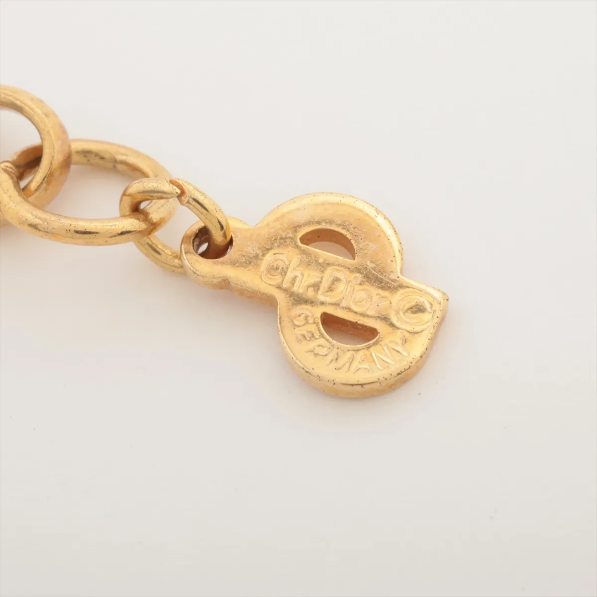 chain necklace, GP x rhinestones, gold, — view 4