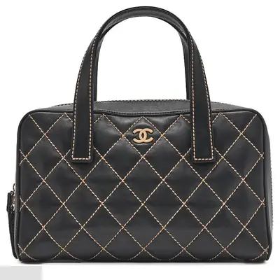 Calfskin Wild Stitch Tote Bag, Black, Gold Hardware, Series 7