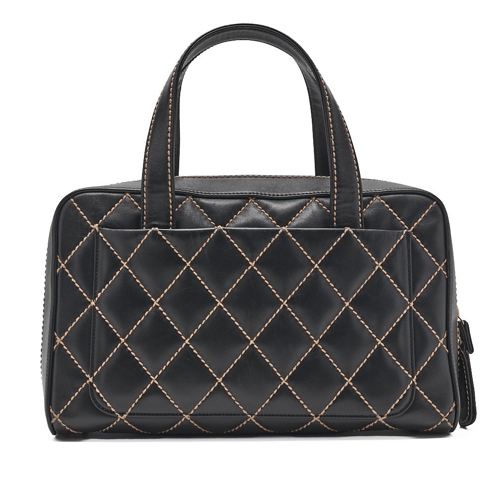 Calfskin Wild Stitch Tote Bag, Black, Gold Hardware, Series 7 — view 2
