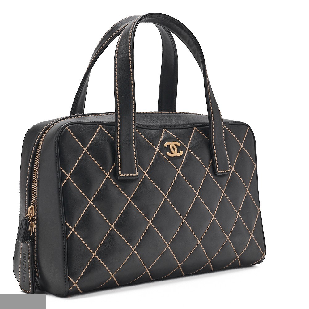 Calfskin Wild Stitch Tote Bag, Black, Gold Hardware, Series 7 — view 3