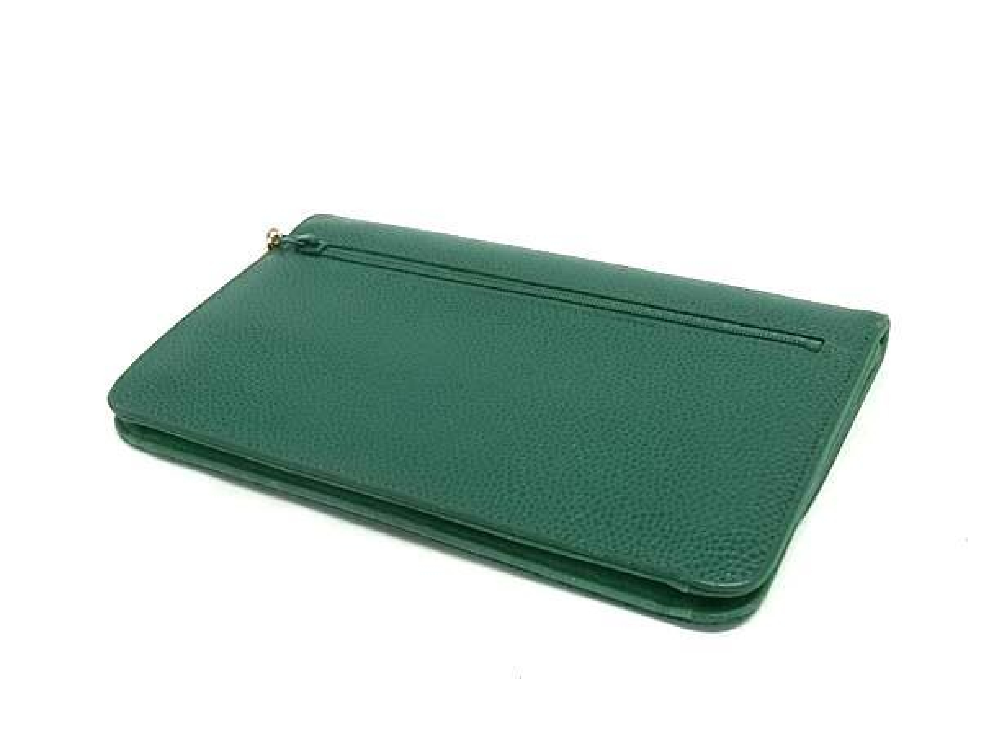 Cocomark Caviar Skin Bifold Long Wallet Billfold Coin Purse Card Holder Green Wallet — view 2