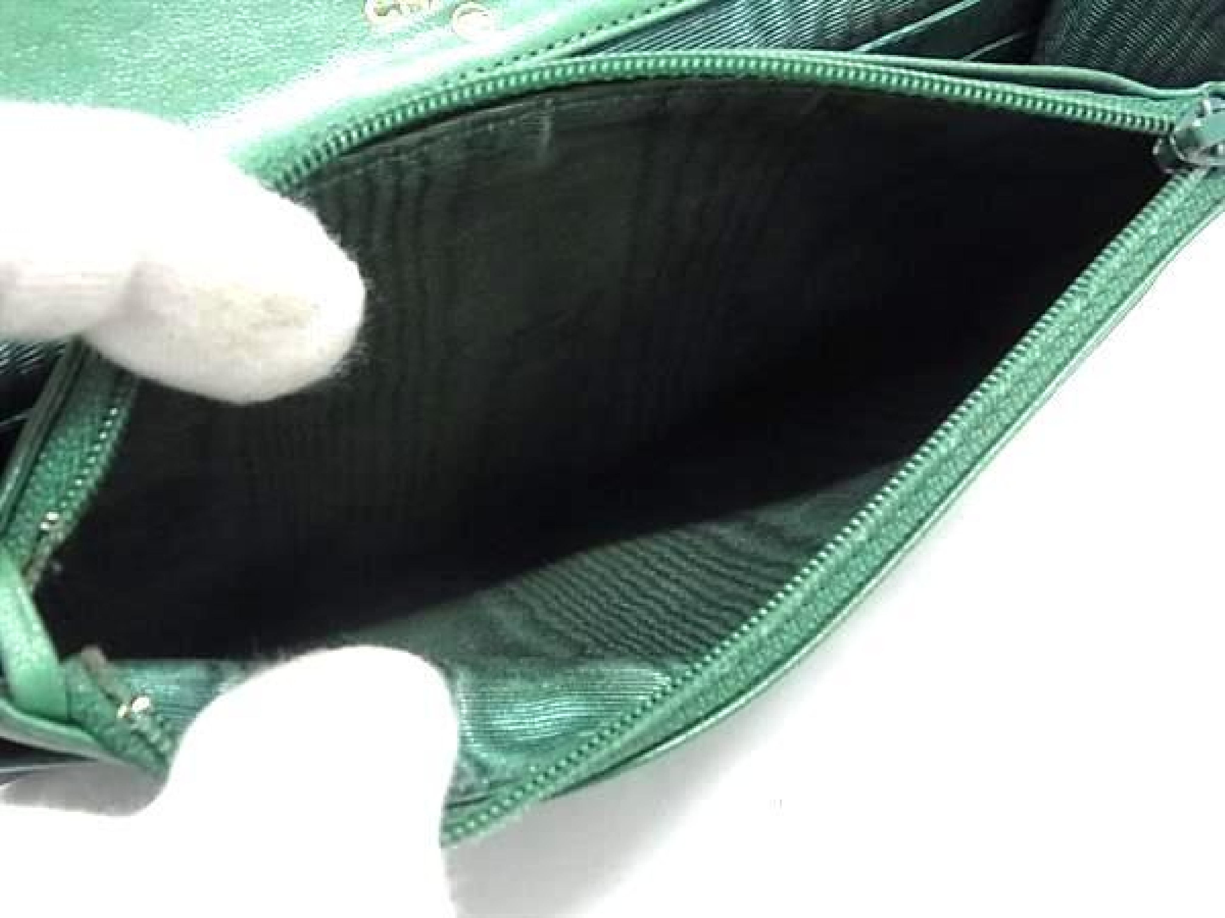 Cocomark Caviar Skin Bifold Long Wallet Billfold Coin Purse Card Holder Green Wallet — view 5