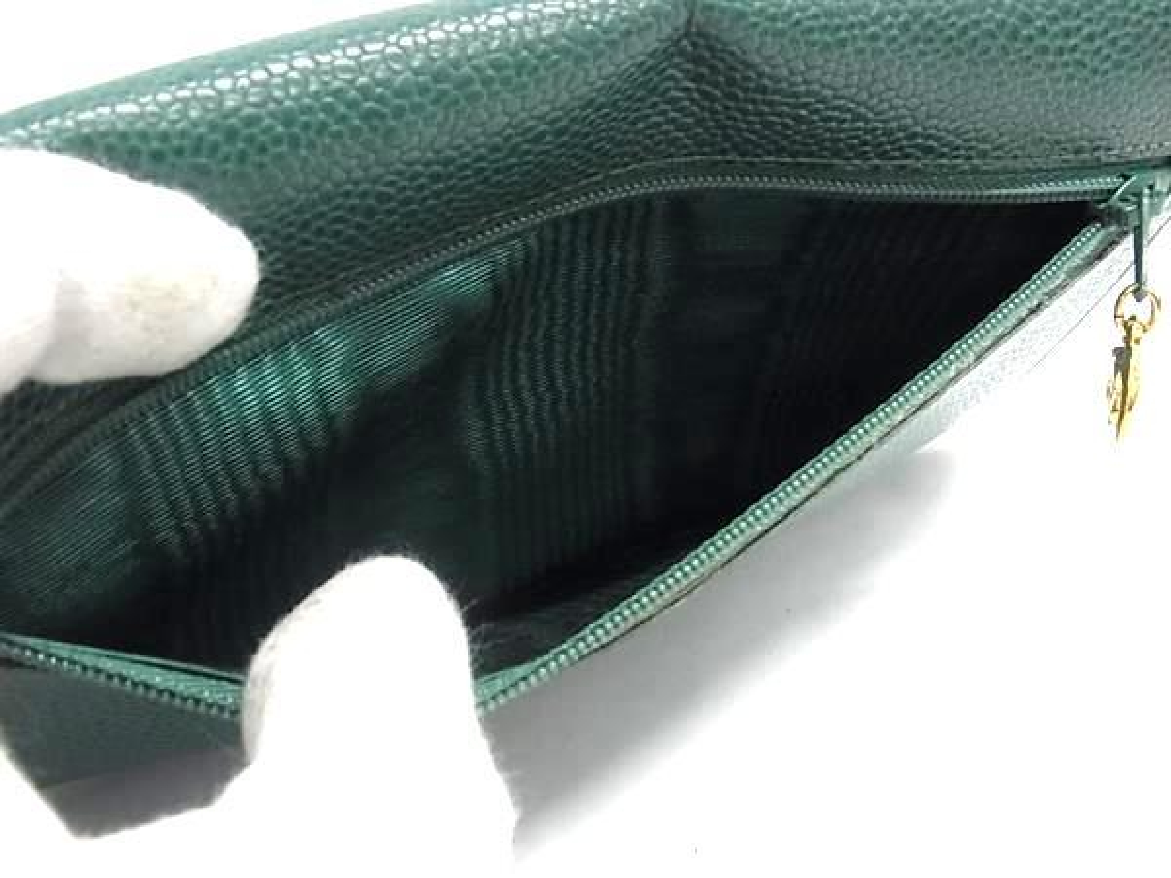 Cocomark Caviar Skin Bifold Long Wallet Billfold Coin Purse Card Holder Green Wallet — view 6