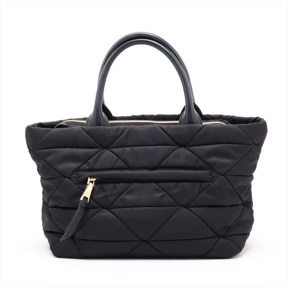 Tessuto Quilted Nylon x Leather 2-Way Handbag, Black — view 2