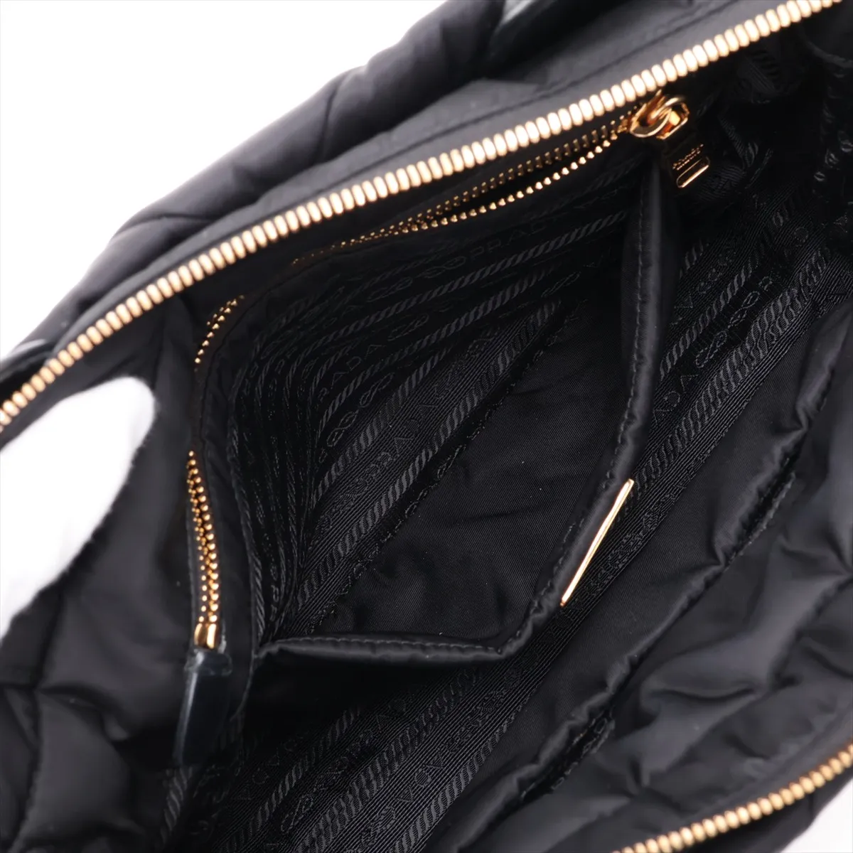Tessuto Quilted Nylon x Leather 2-Way Handbag, Black — view 11