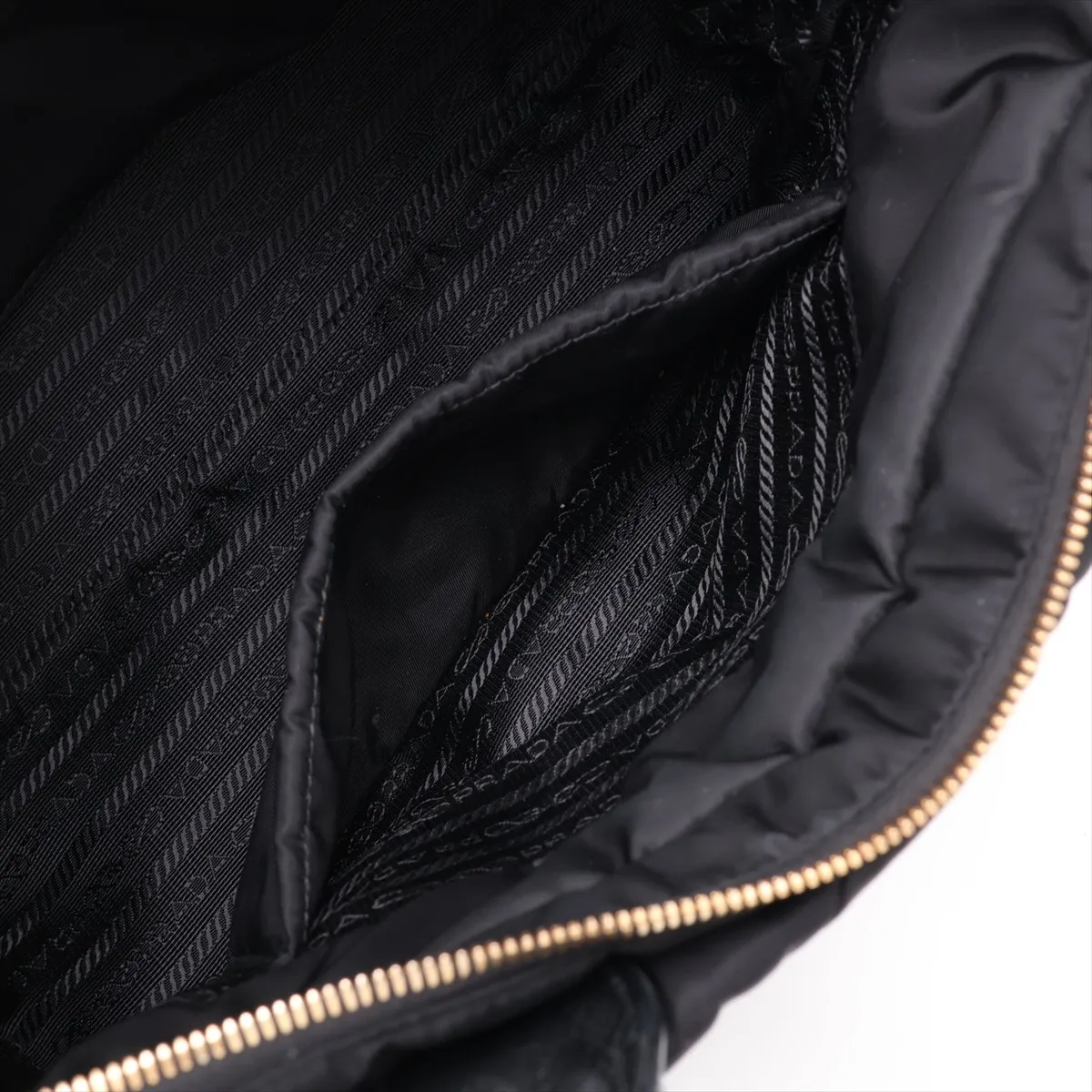 Tessuto Quilted Nylon x Leather 2-Way Handbag, Black — view 12