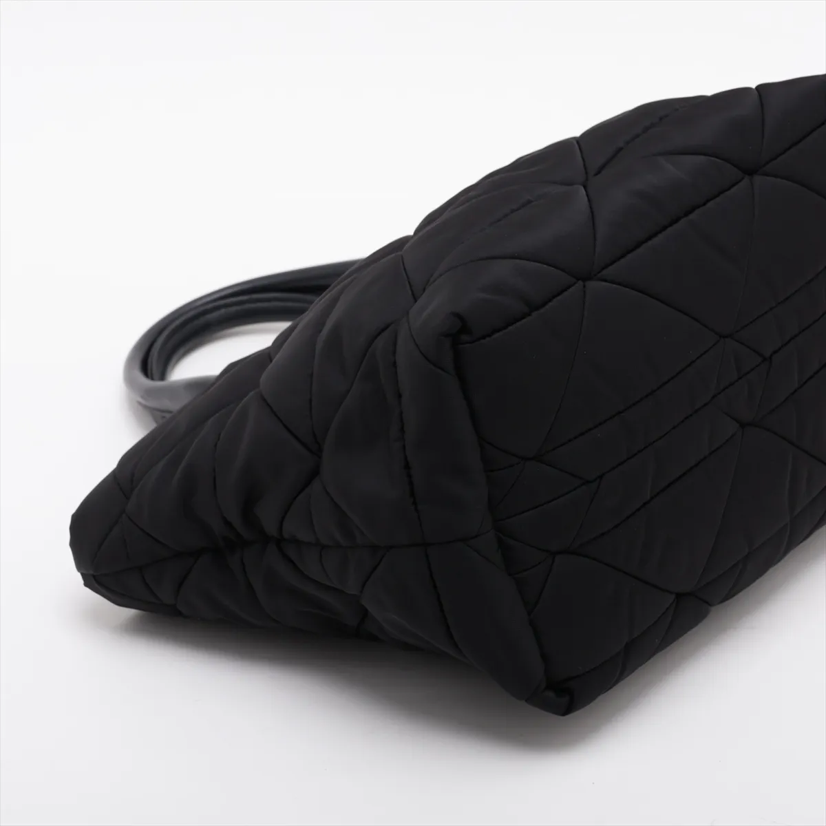 Tessuto Quilted Nylon x Leather 2-Way Handbag, Black — view 4