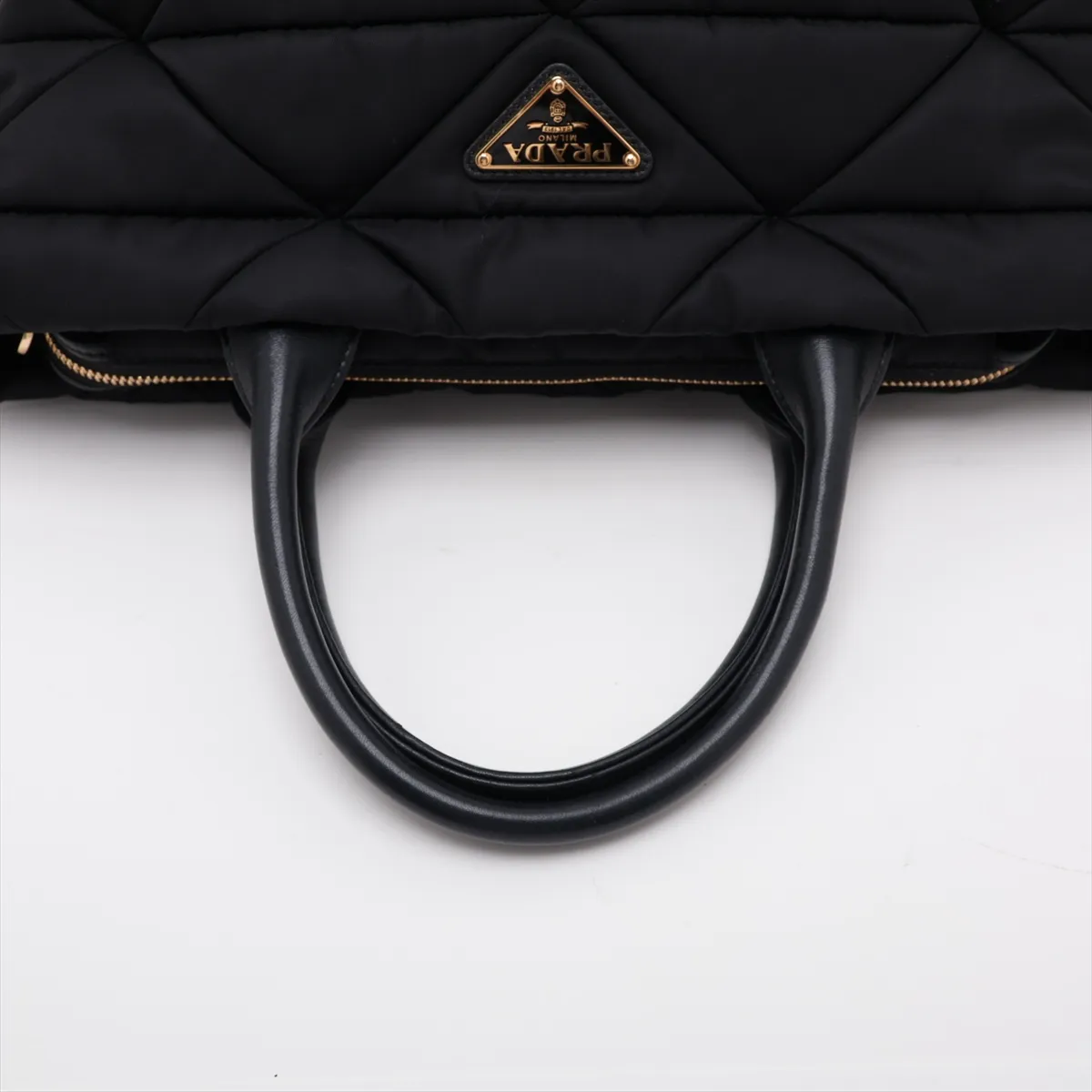Tessuto Quilted Nylon x Leather 2-Way Handbag, Black — view 5