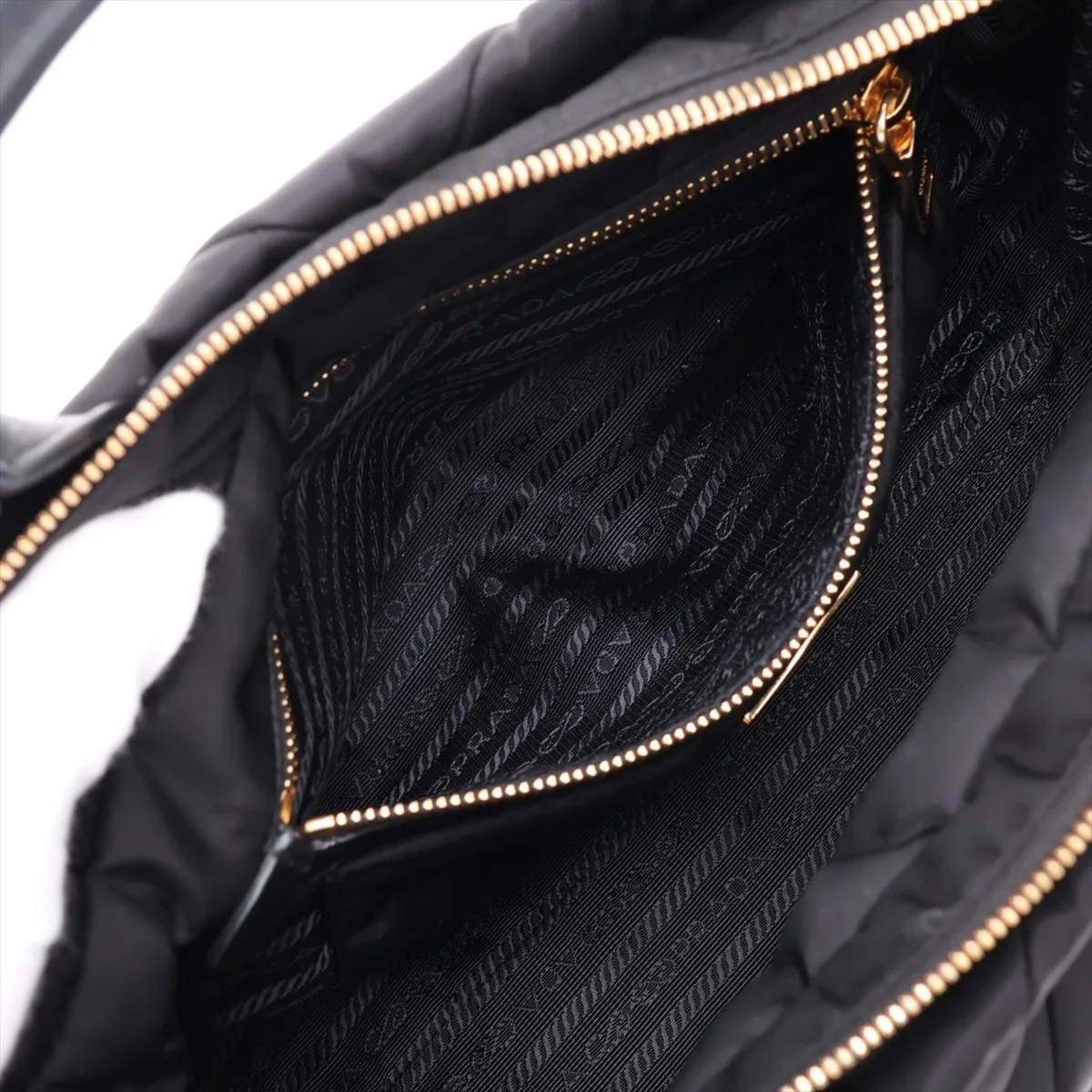 Tessuto Quilted Nylon x Leather 2-Way Handbag, Black — view 9