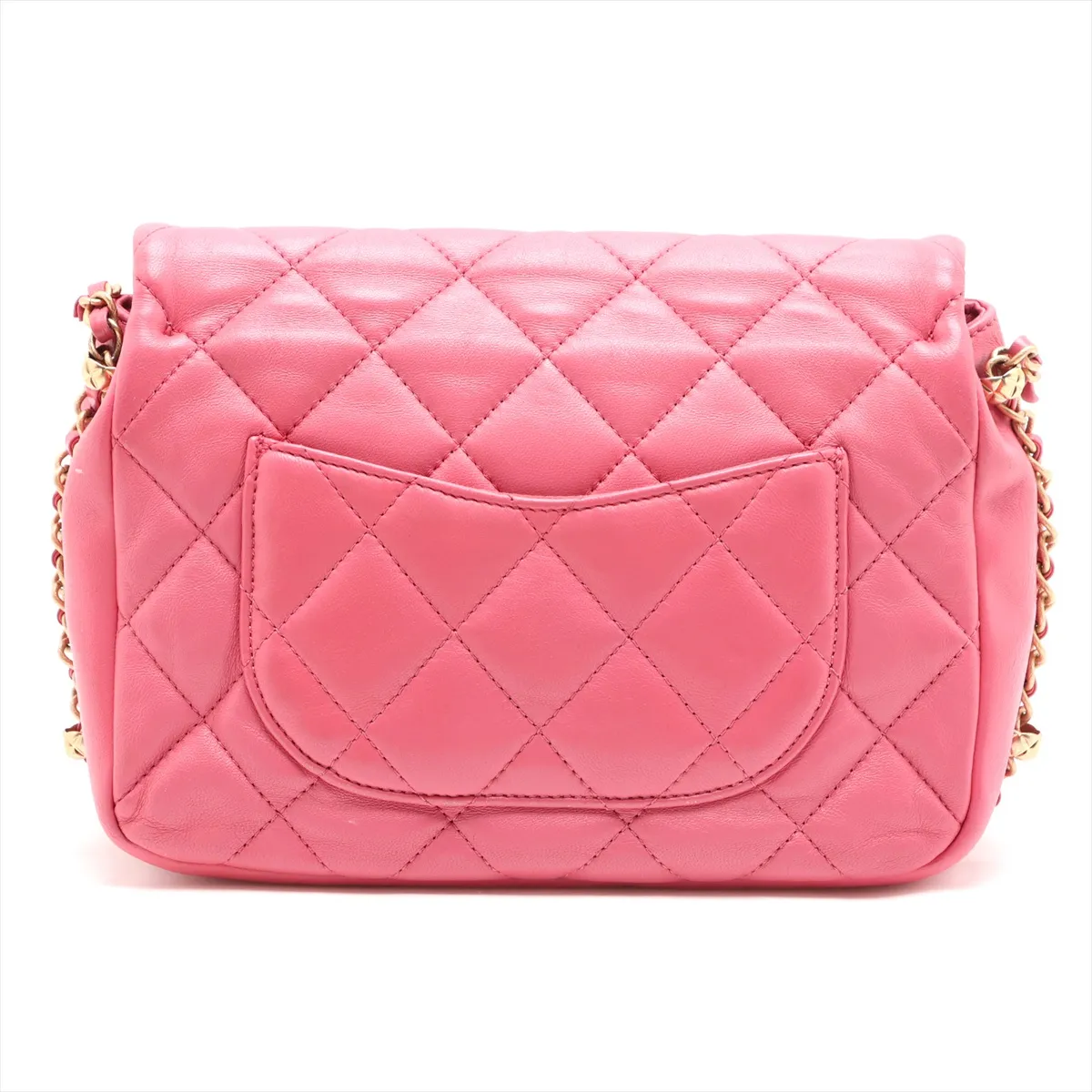 Matelassé Lambskin Chain Shoulder Bag, Pink with Gold Hardware, LCHPHHCG, Random Plate — view 2