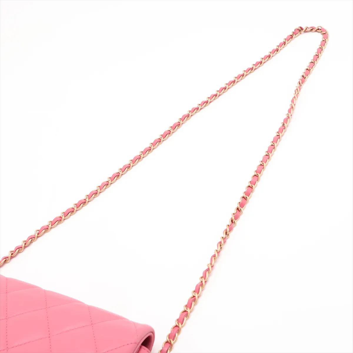 Matelassé Lambskin Chain Shoulder Bag, Pink with Gold Hardware, LCHPHHCG, Random Plate — view 5