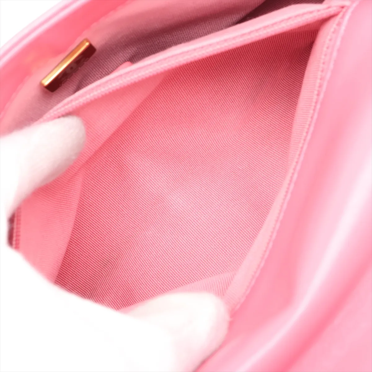 Matelassé Lambskin Chain Shoulder Bag, Pink with Gold Hardware, LCHPHHCG, Random Plate — view 7