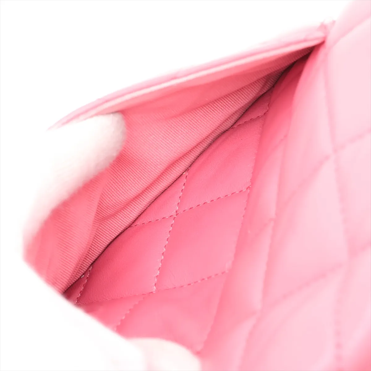 Matelassé Lambskin Chain Shoulder Bag, Pink with Gold Hardware, LCHPHHCG, Random Plate — view 8