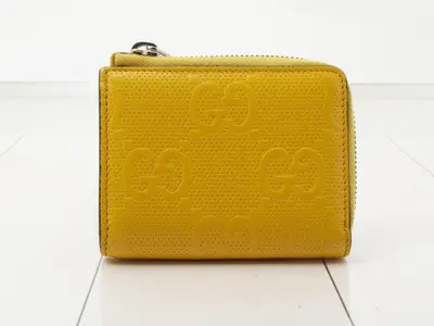 Compact zip leather, yellow