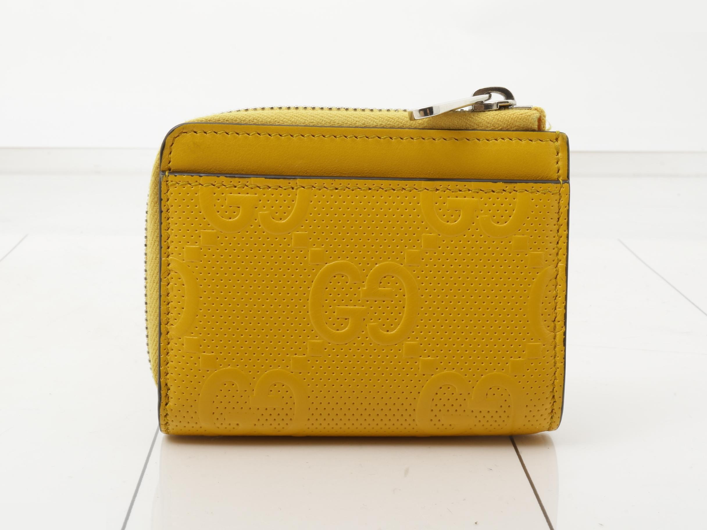 Compact zip leather, yellow — view 2