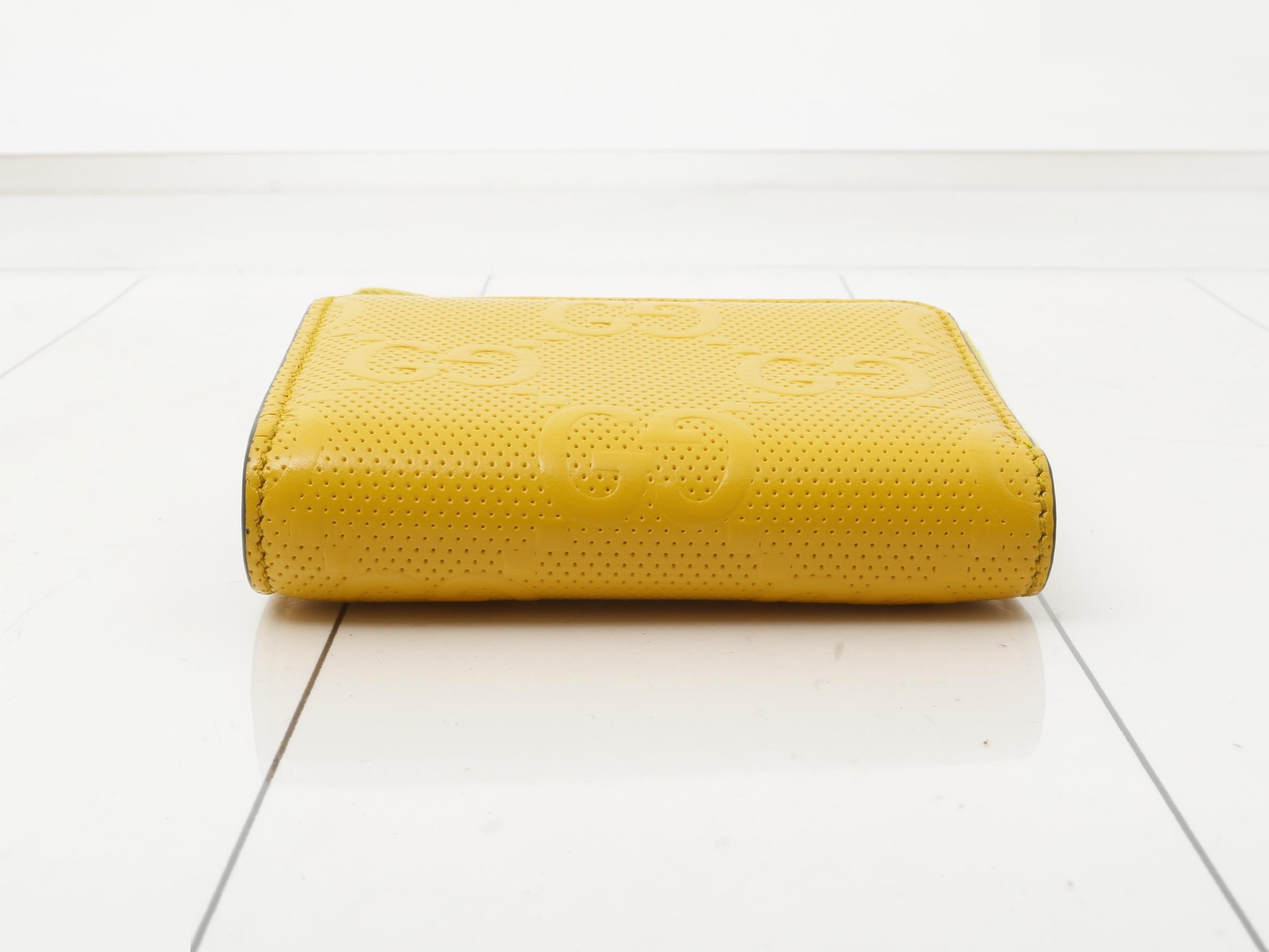 Compact zip leather, yellow — view 3