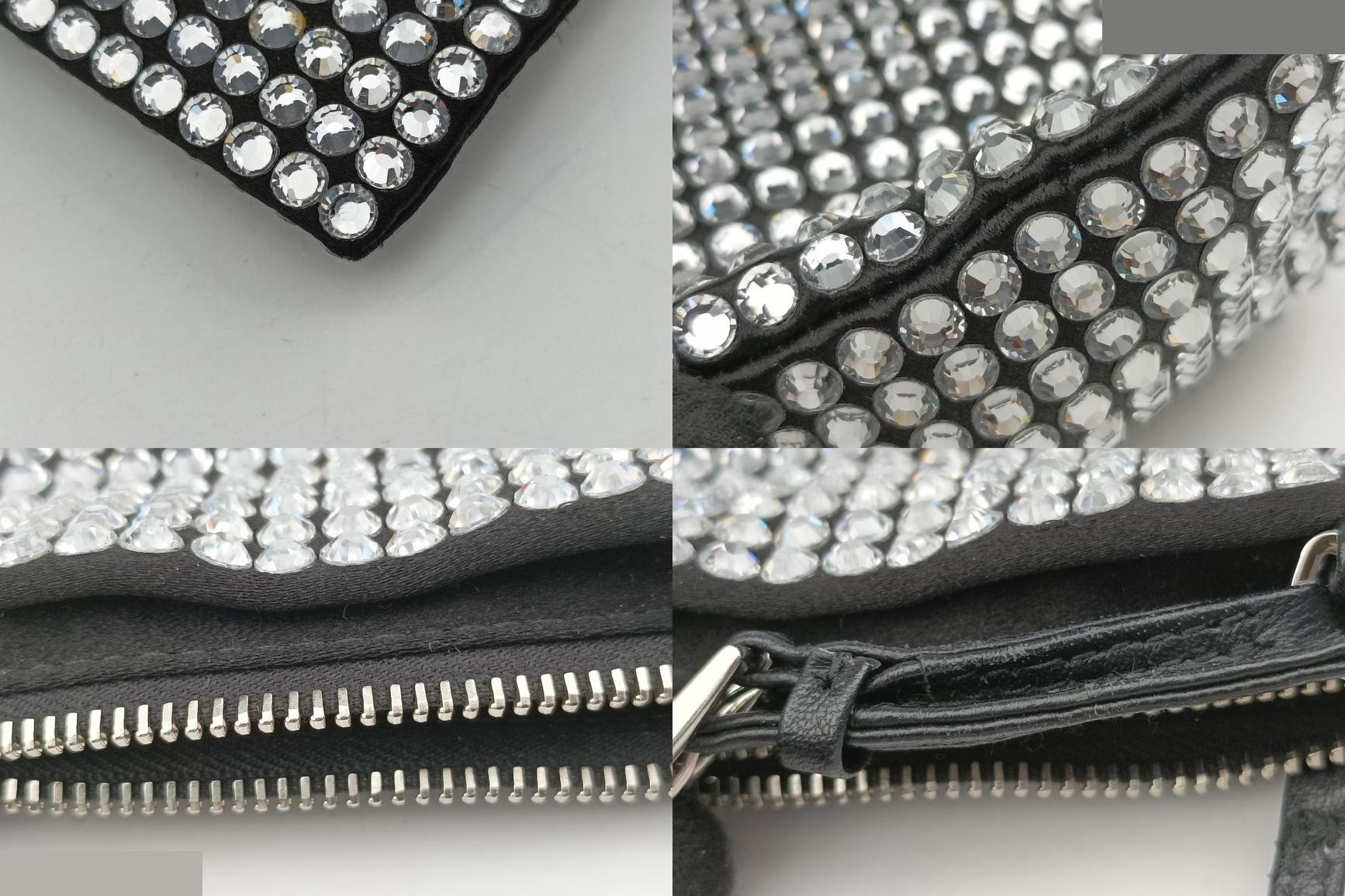 Rosa Satin Crystal Mini Tote Bag with Rhinestones, Silver — view 9
