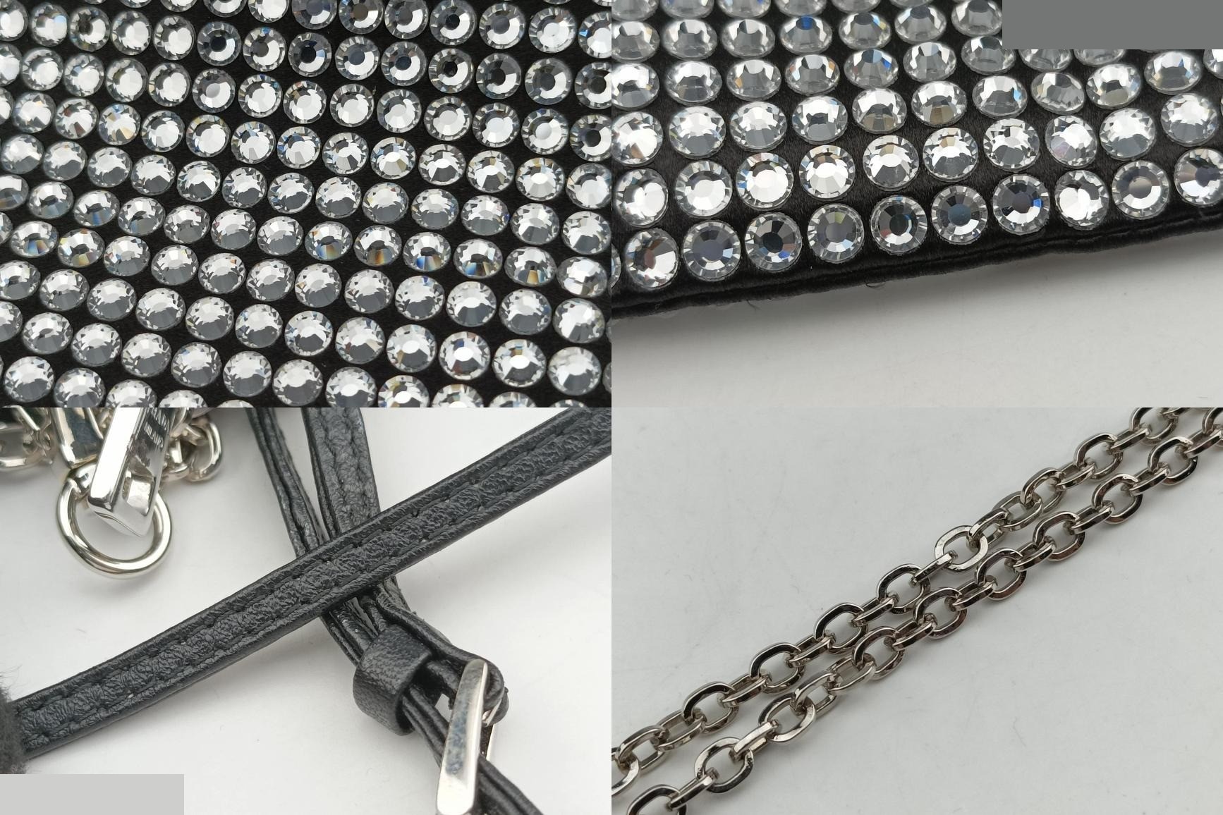 Rosa Satin Crystal Mini Tote Bag with Rhinestones, Silver — view 10