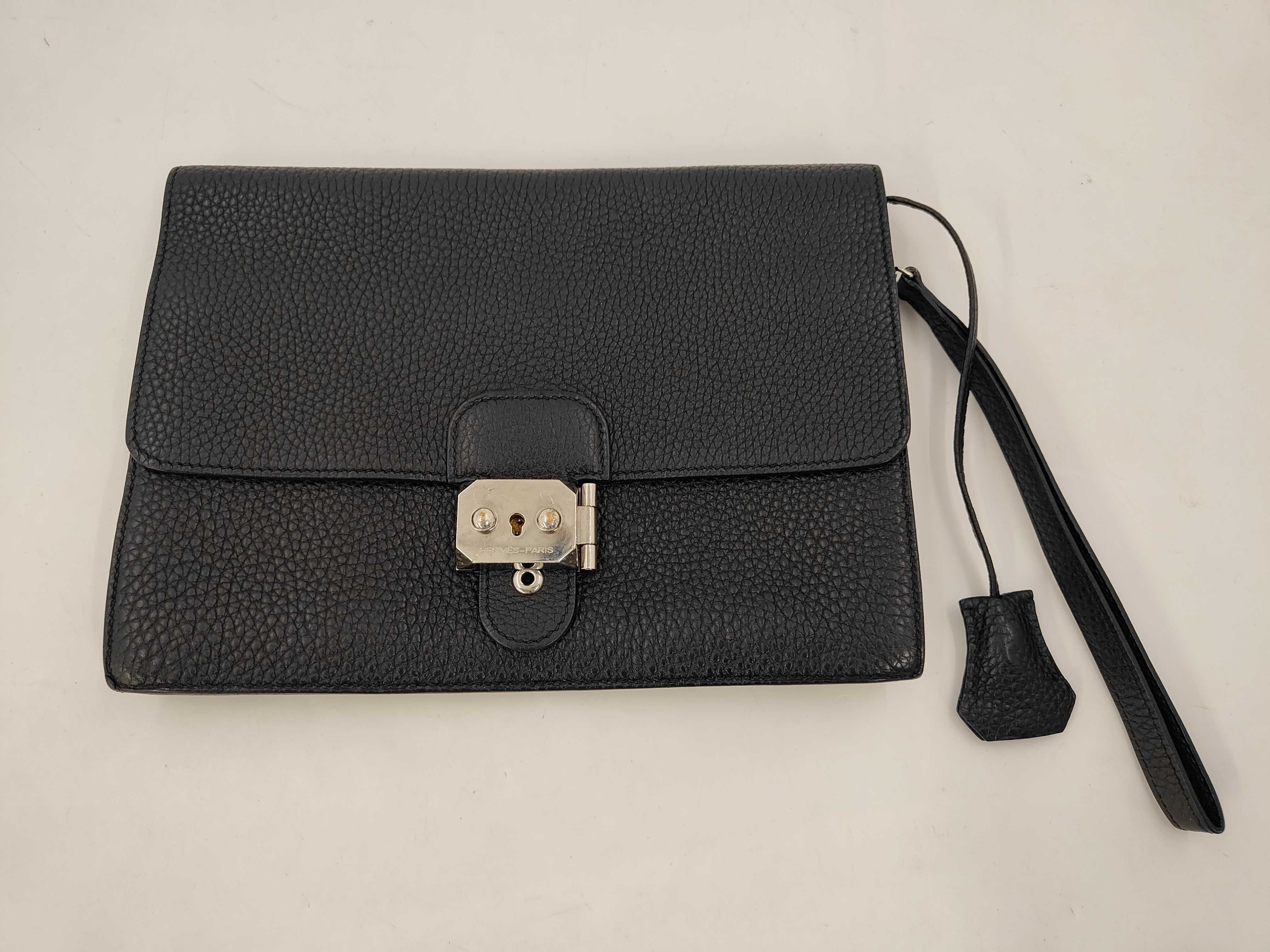 Pochette Jet Togo Leather Handbag, Black, Silver Hardware