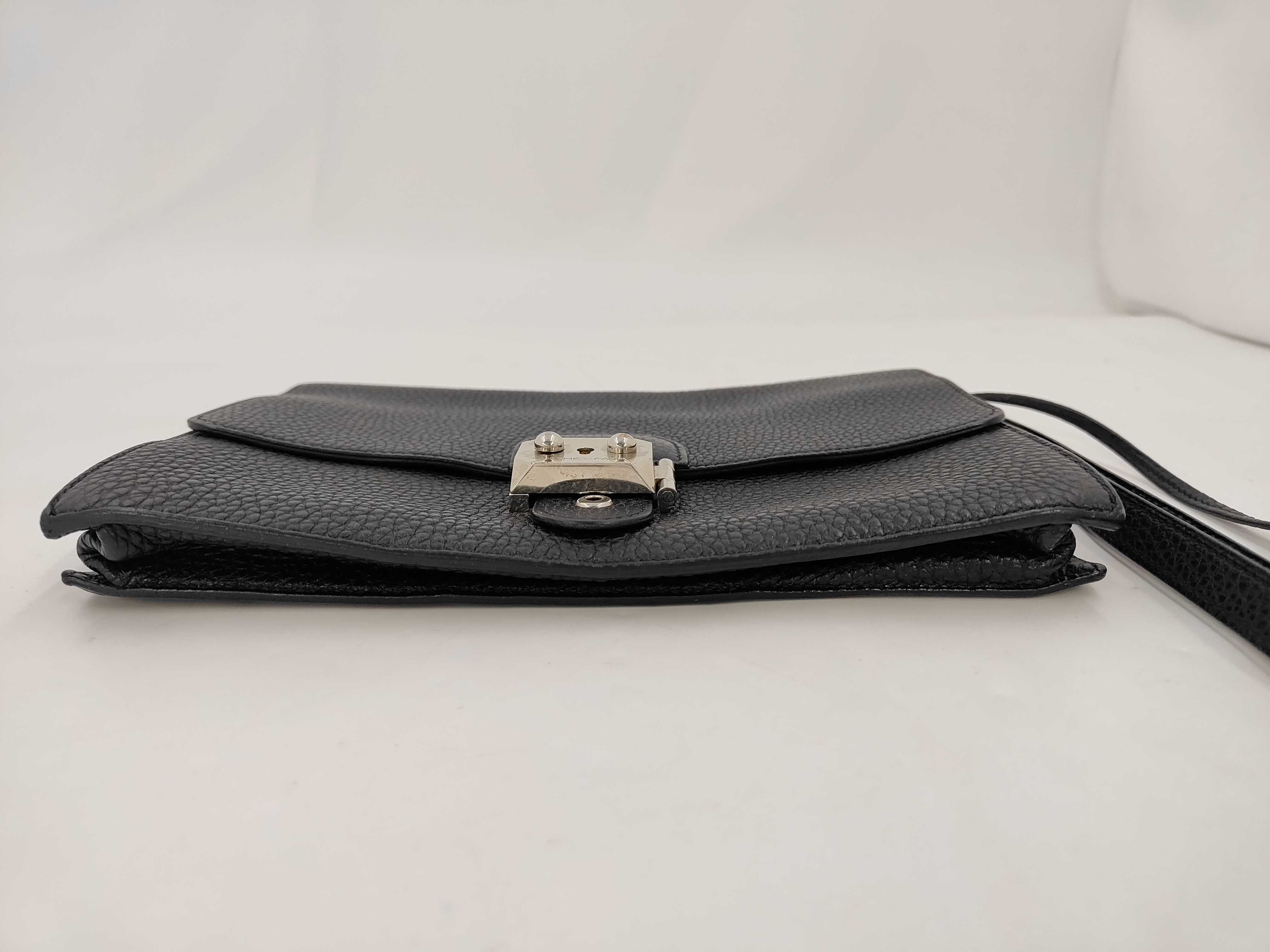 Pochette Jet Togo Leather Handbag, Black, Silver Hardware — view 4