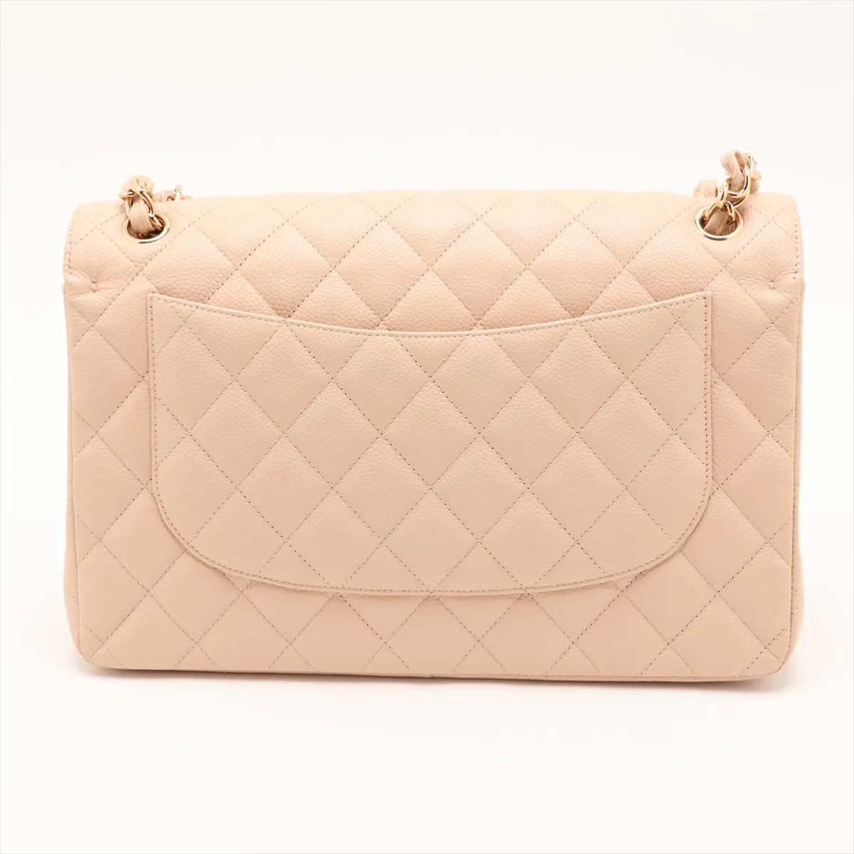 [Individually packaged] Chanel Large Matelassé 30 Caviar Skin Double Flap Double Chain Bag, Beige, Gold Hardware, 24004180, Serial Number 24, A58600 — view 2
