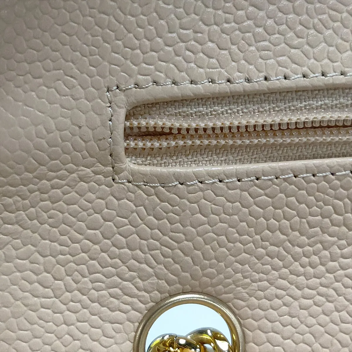 [Individually packaged] Chanel Large Matelassé 30 Caviar Skin Double Flap Double Chain Bag, Beige, Gold Hardware, 24004180, Serial Number 24, A58600 — view 13