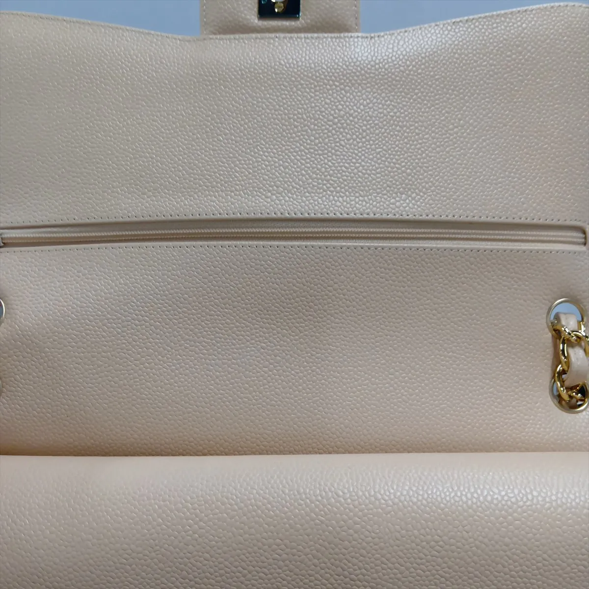 [Individually packaged] Chanel Large Matelassé 30 Caviar Skin Double Flap Double Chain Bag, Beige, Gold Hardware, 24004180, Serial Number 24, A58600 — view 14