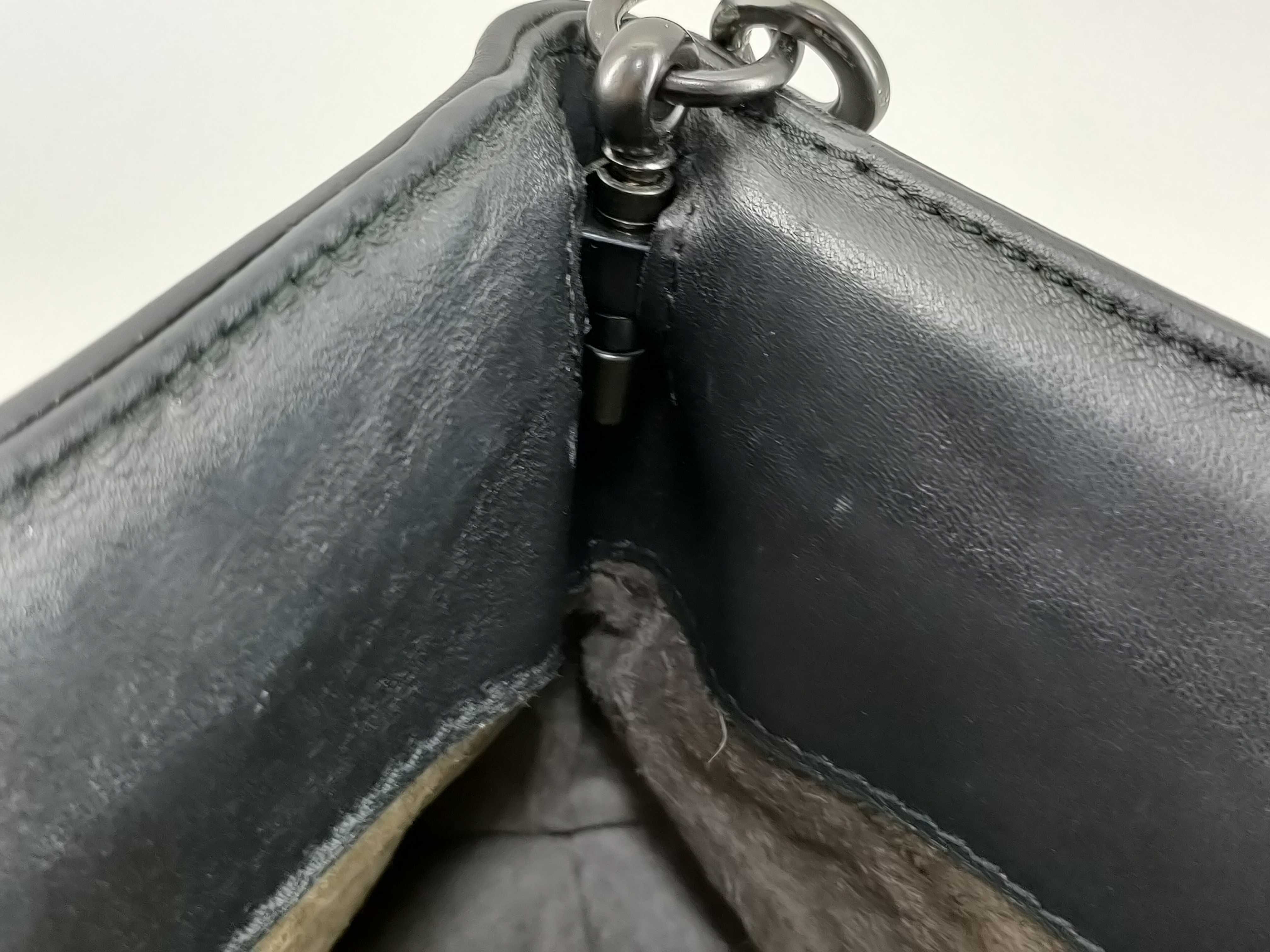 Intrecciato Leather Handbag, Black Shoulder Bag (Stored Item, Excellent Condition) — view 8