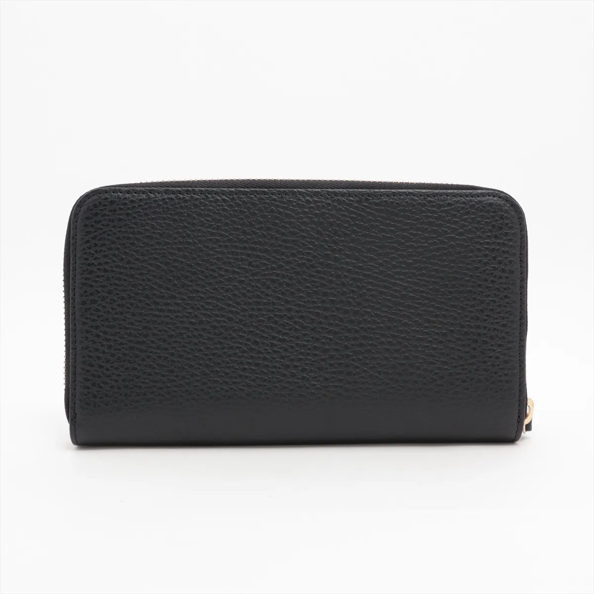 Interlocking G 449347 Leather Round Zip Wallet, Black, with G stamp. — view 2