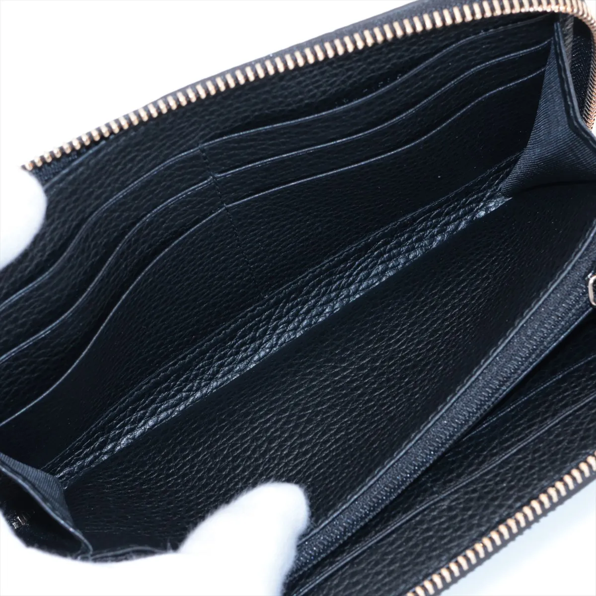 Interlocking G 449347 Leather Round Zip Wallet, Black, with G stamp. — view 4