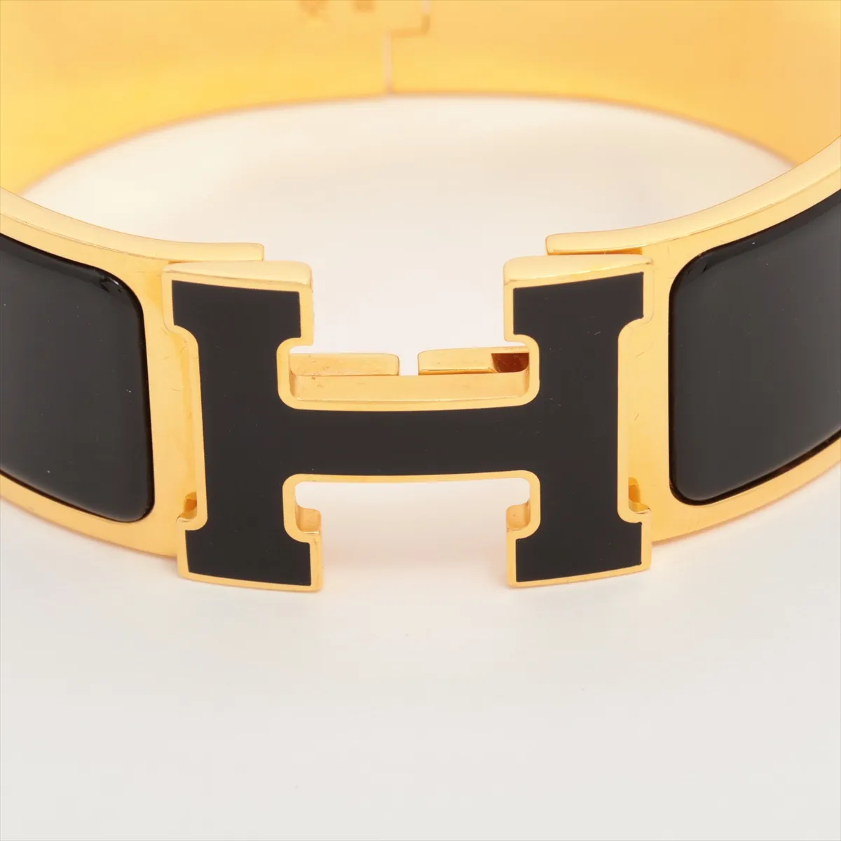 Clic Clac H Large Bangle, GP Black x Gold. Shows signs of wear including — view 3