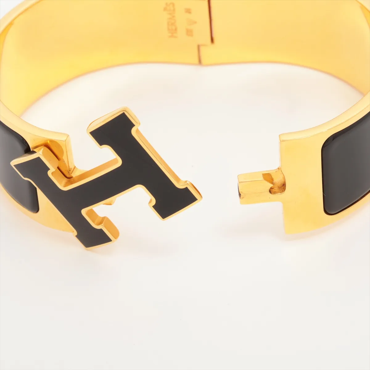 Clic Clac H Large Bangle, GP Black x Gold. Shows signs of wear including — view 5