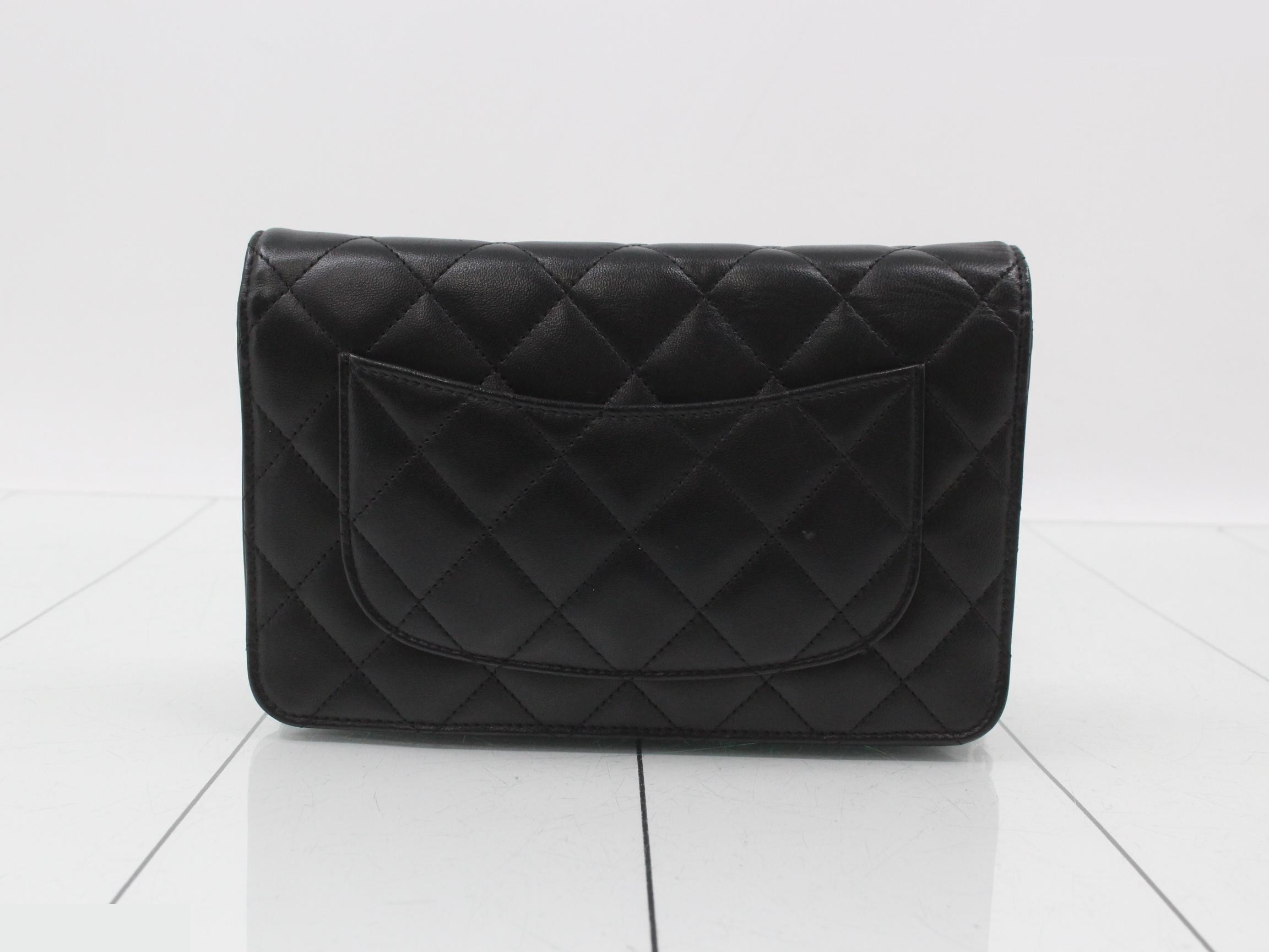 Lambskin Matelassé Chain Wallet, Black, Silver Hardware, Serial Number 17 — view 2