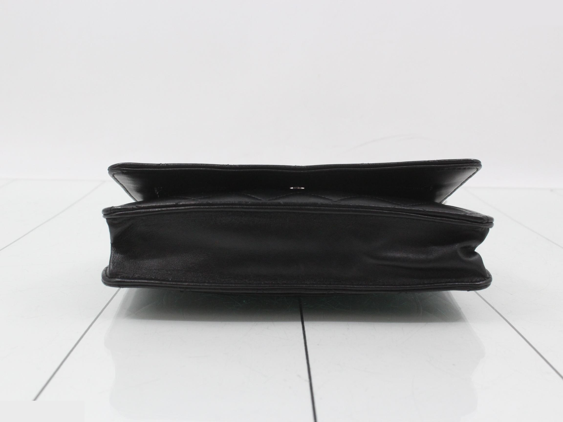 Lambskin Matelassé Chain Wallet, Black, Silver Hardware, Serial Number 17 — view 3