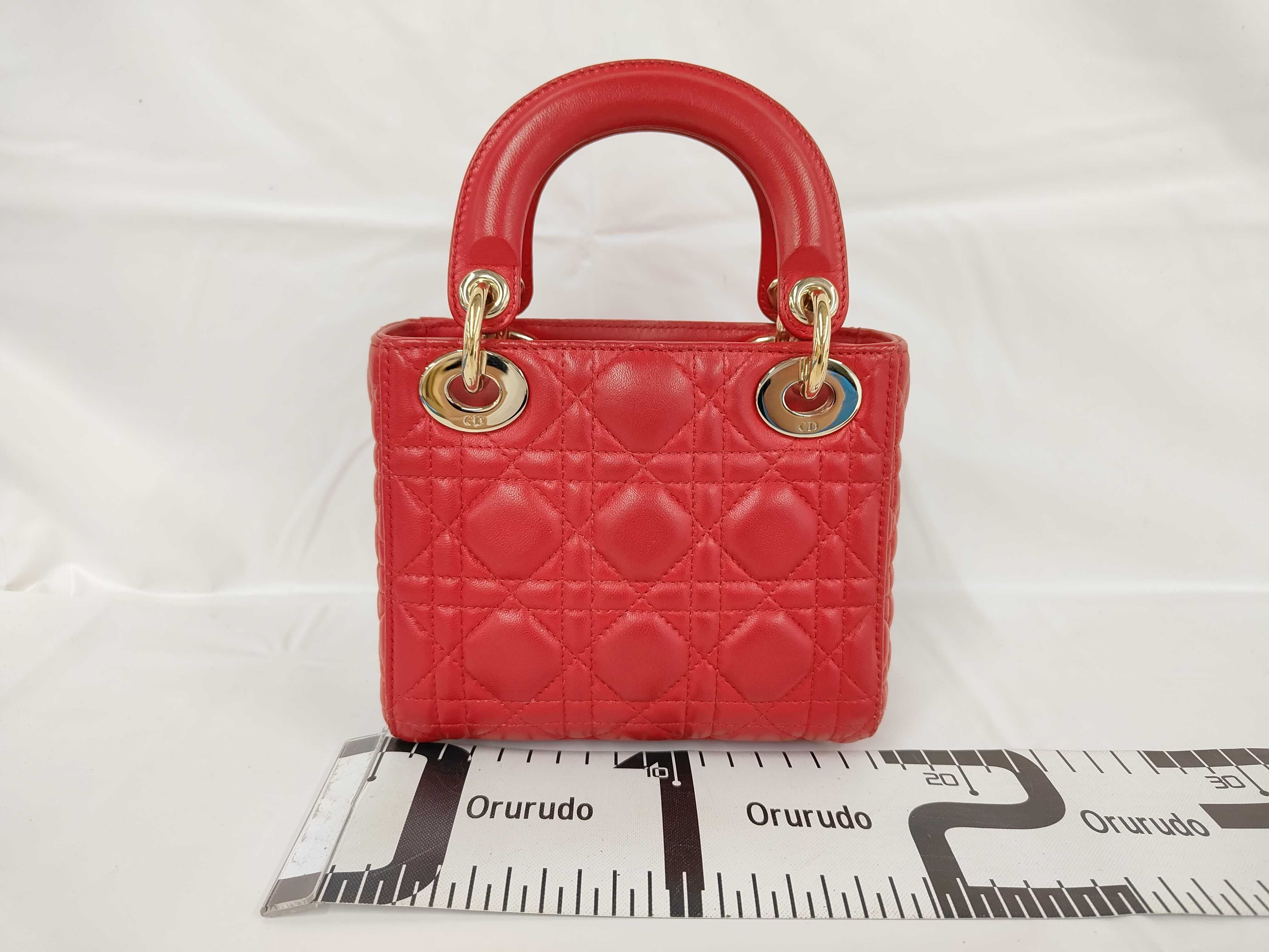 Lady Dior Red Cannage Lambskin Mini Handbag — view 2