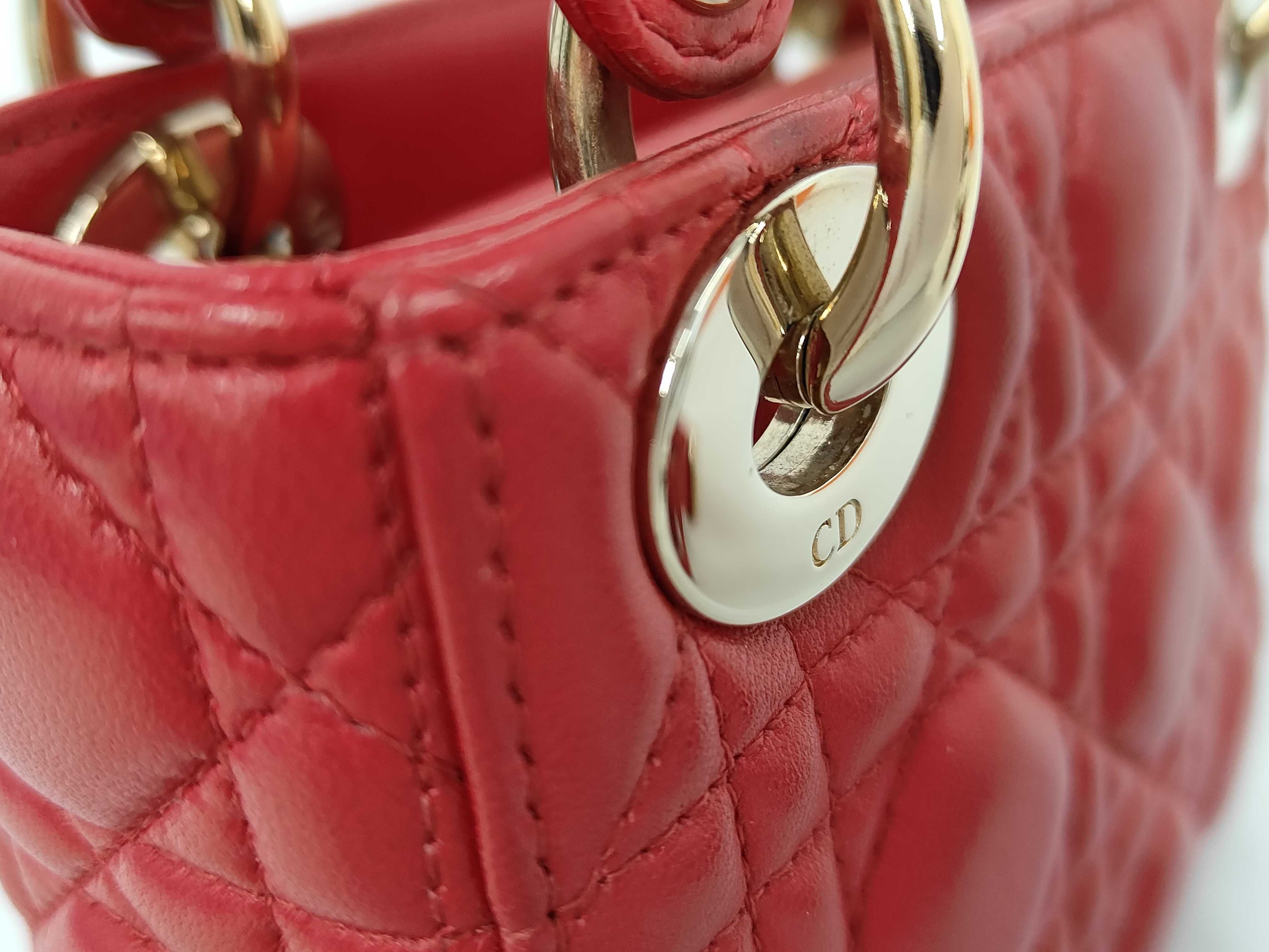 Lady Dior Red Cannage Lambskin Mini Handbag — view 3