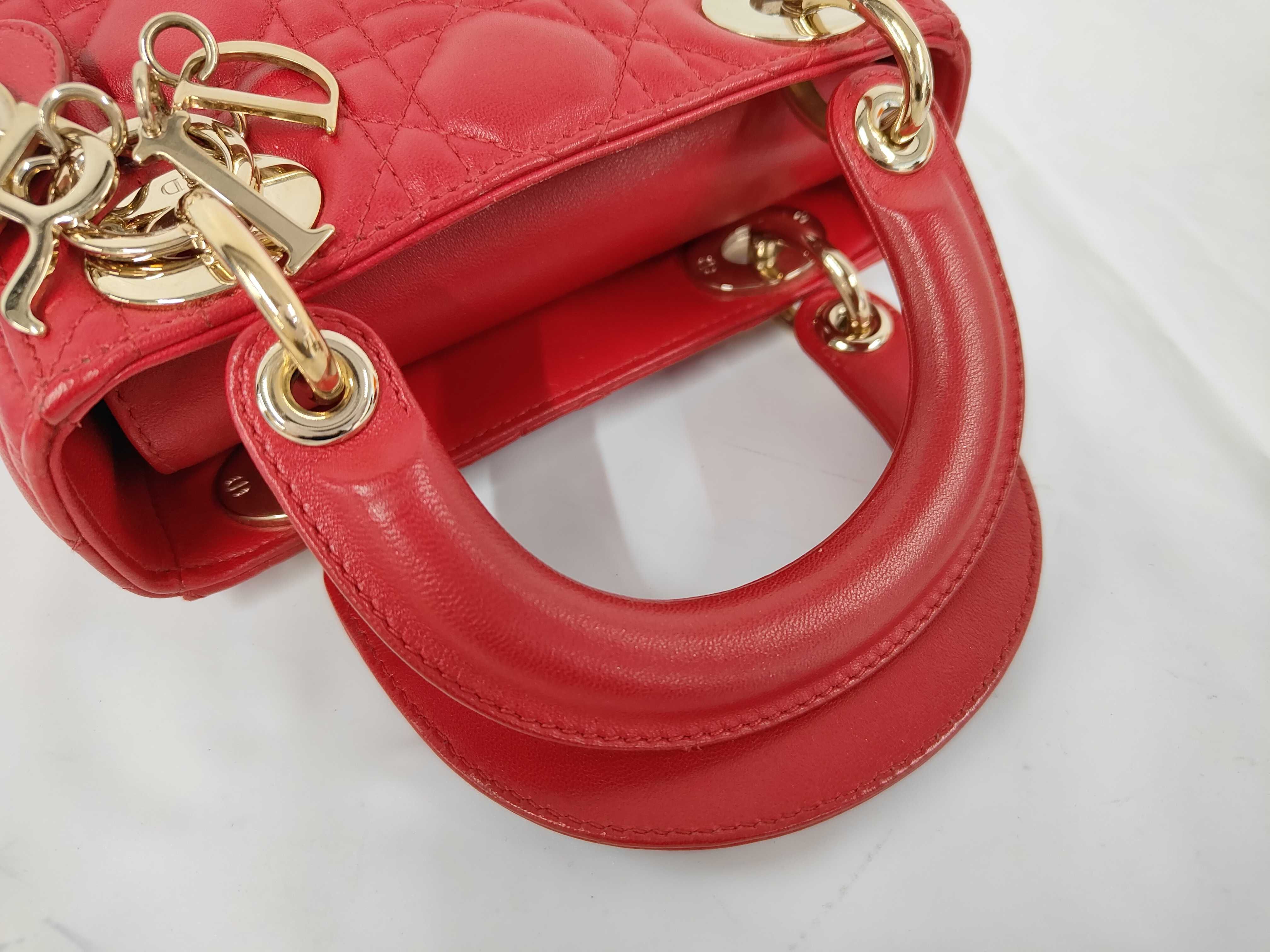 Lady Dior Red Cannage Lambskin Mini Handbag — view 4