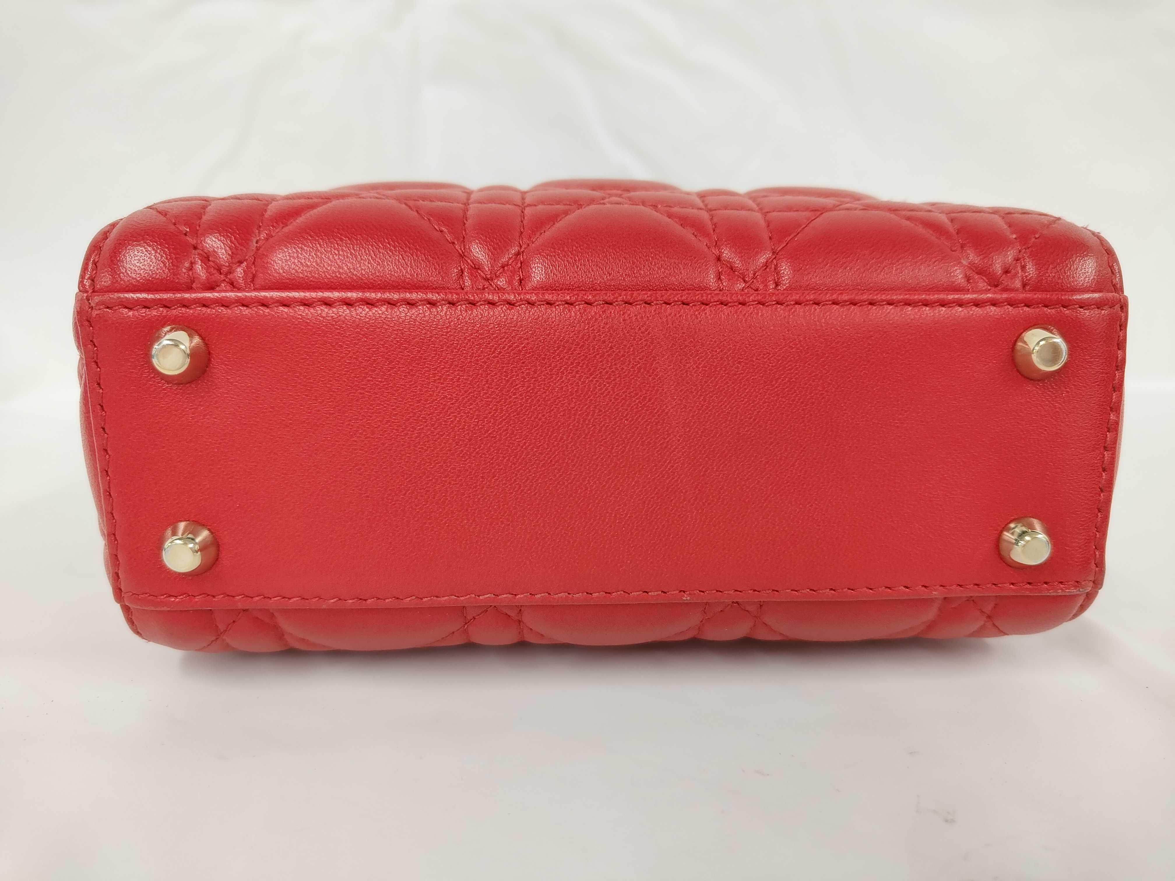 Lady Dior Red Cannage Lambskin Mini Handbag — view 7