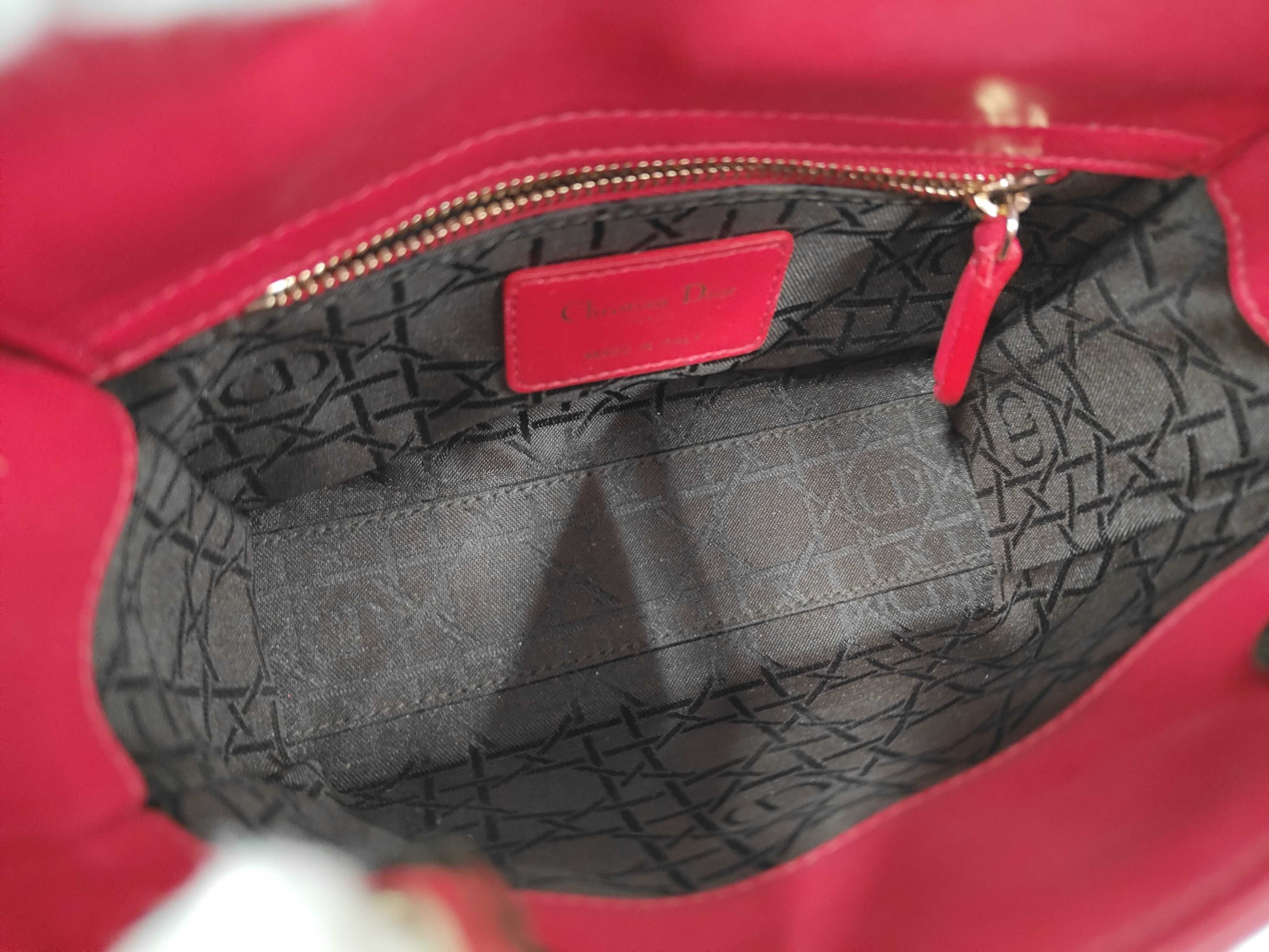 Lady Dior Red Cannage Lambskin Mini Handbag — view 8