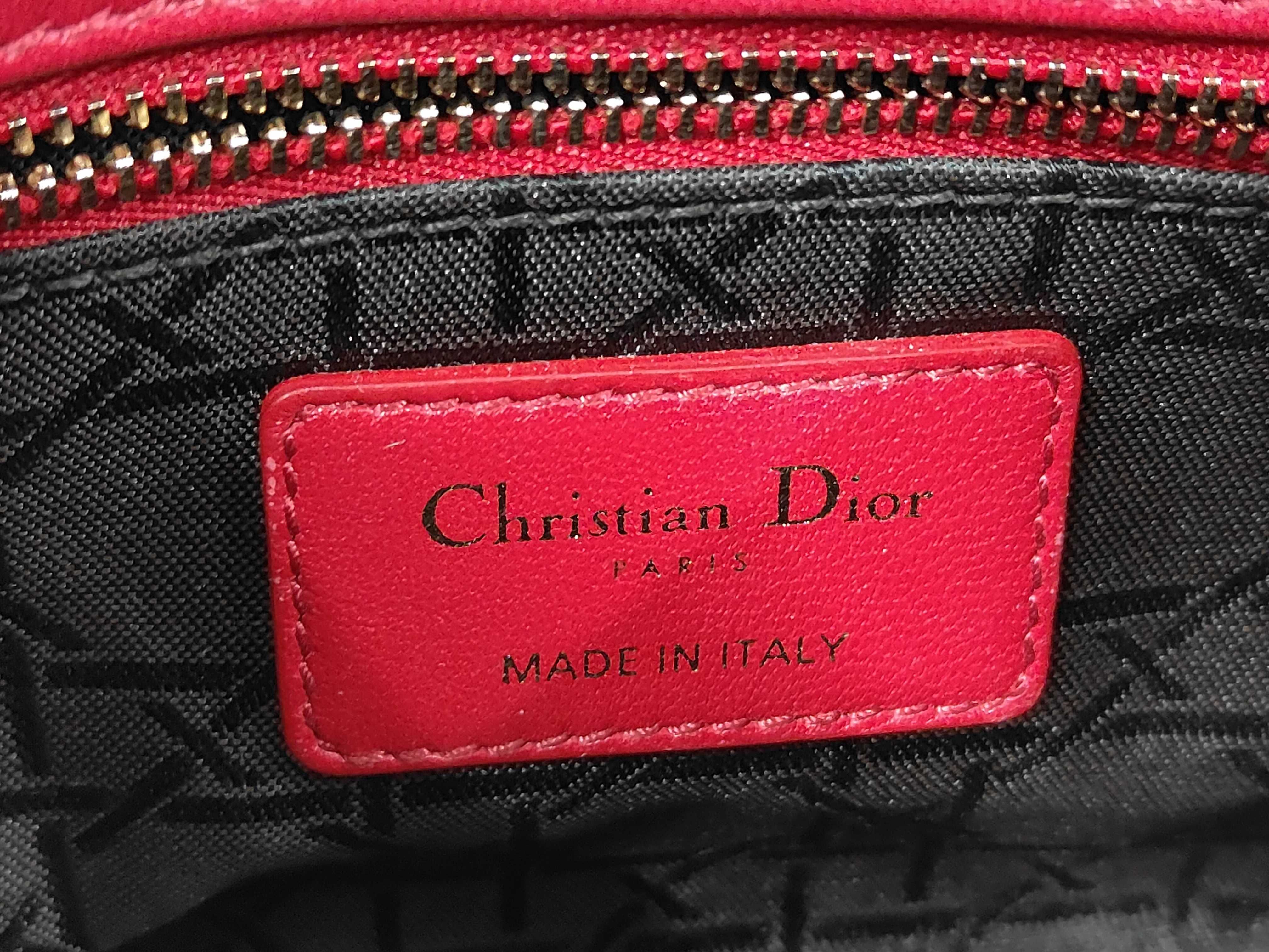 Lady Dior Red Cannage Lambskin Mini Handbag — view 9