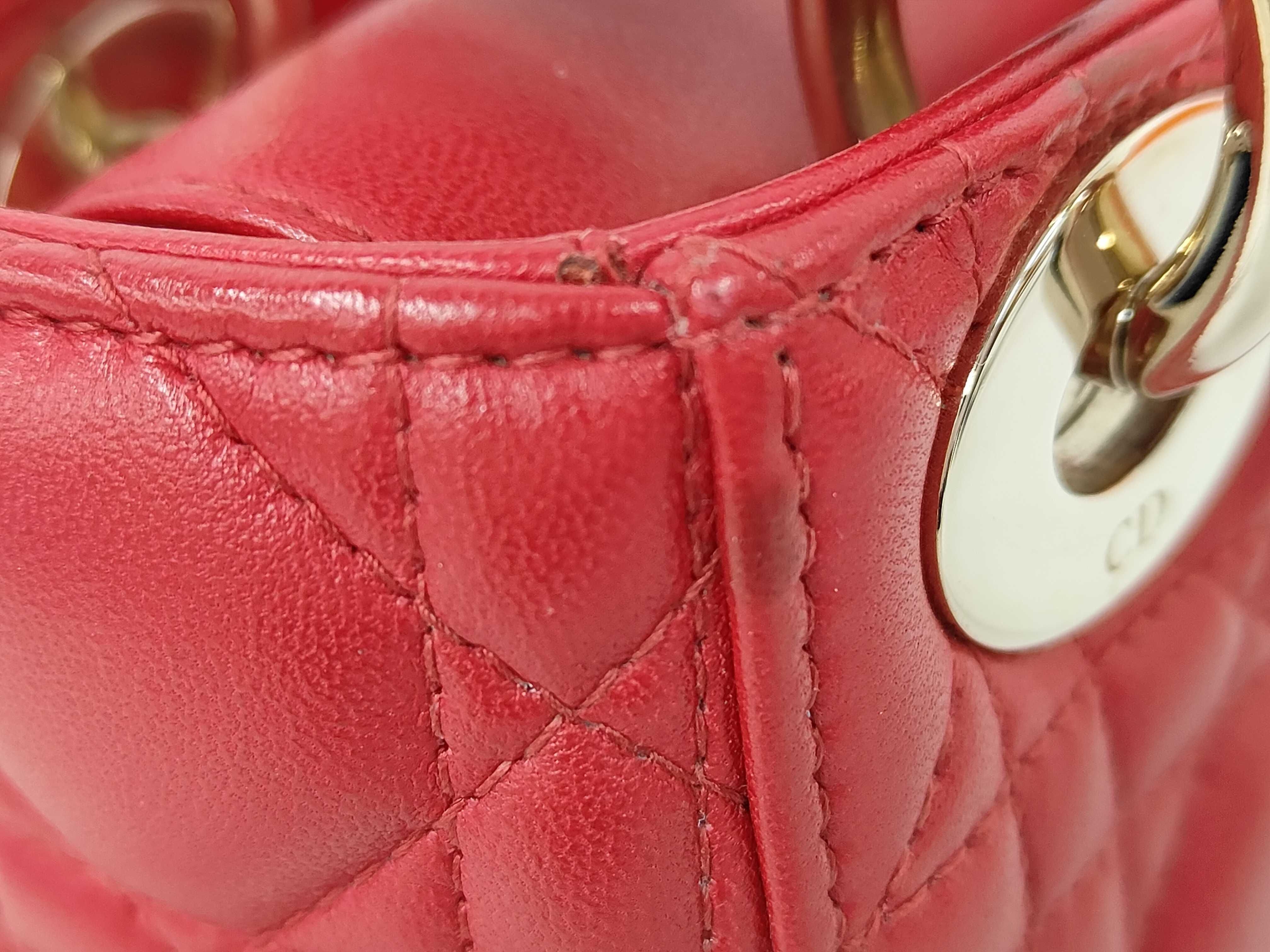 Lady Dior Red Cannage Lambskin Mini Handbag — view 10