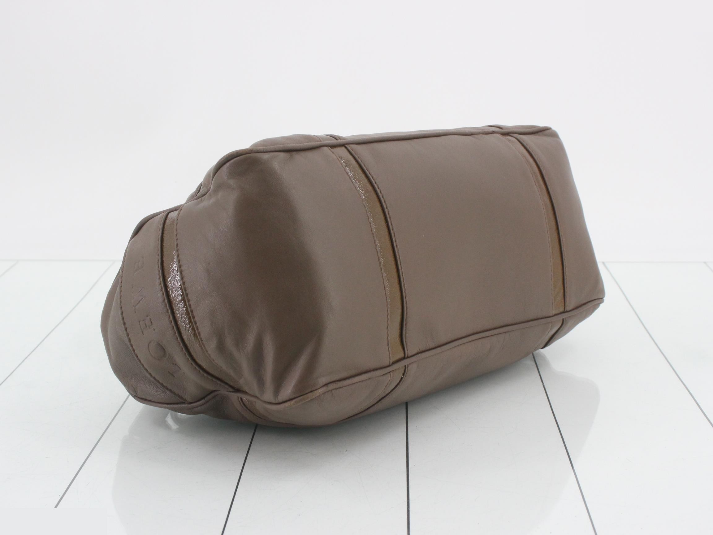 Anagram Logo Embossed Nappa Leather Boston Bag, Brown — view 5