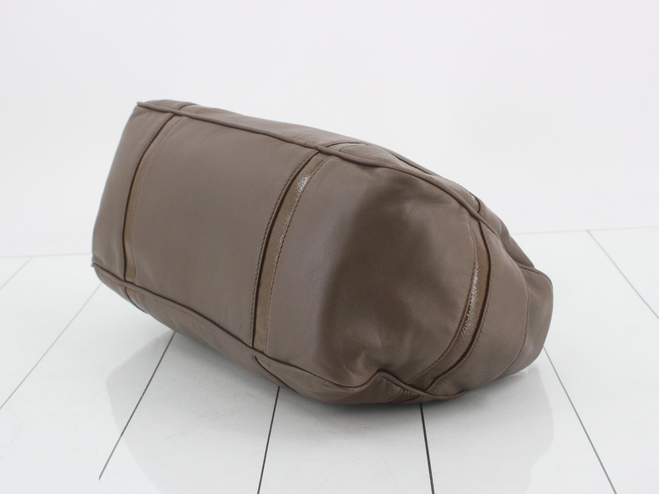 Anagram Logo Embossed Nappa Leather Boston Bag, Brown — view 6