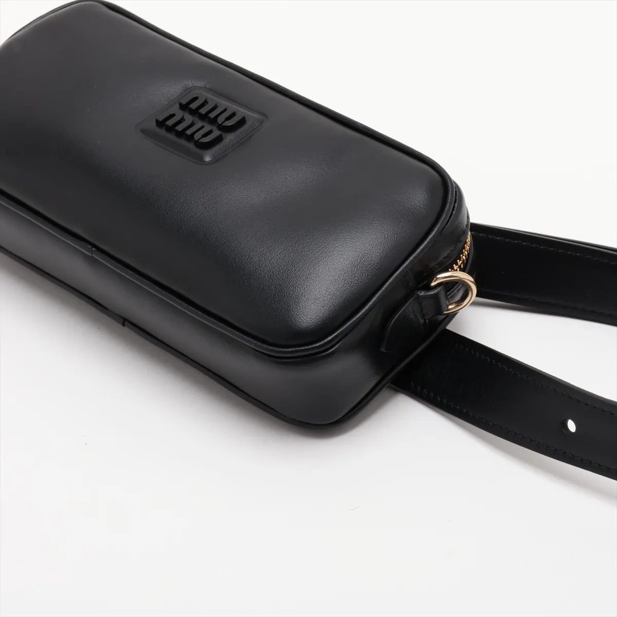 Leather Waist Pouch, Black, DNP104 — view 3