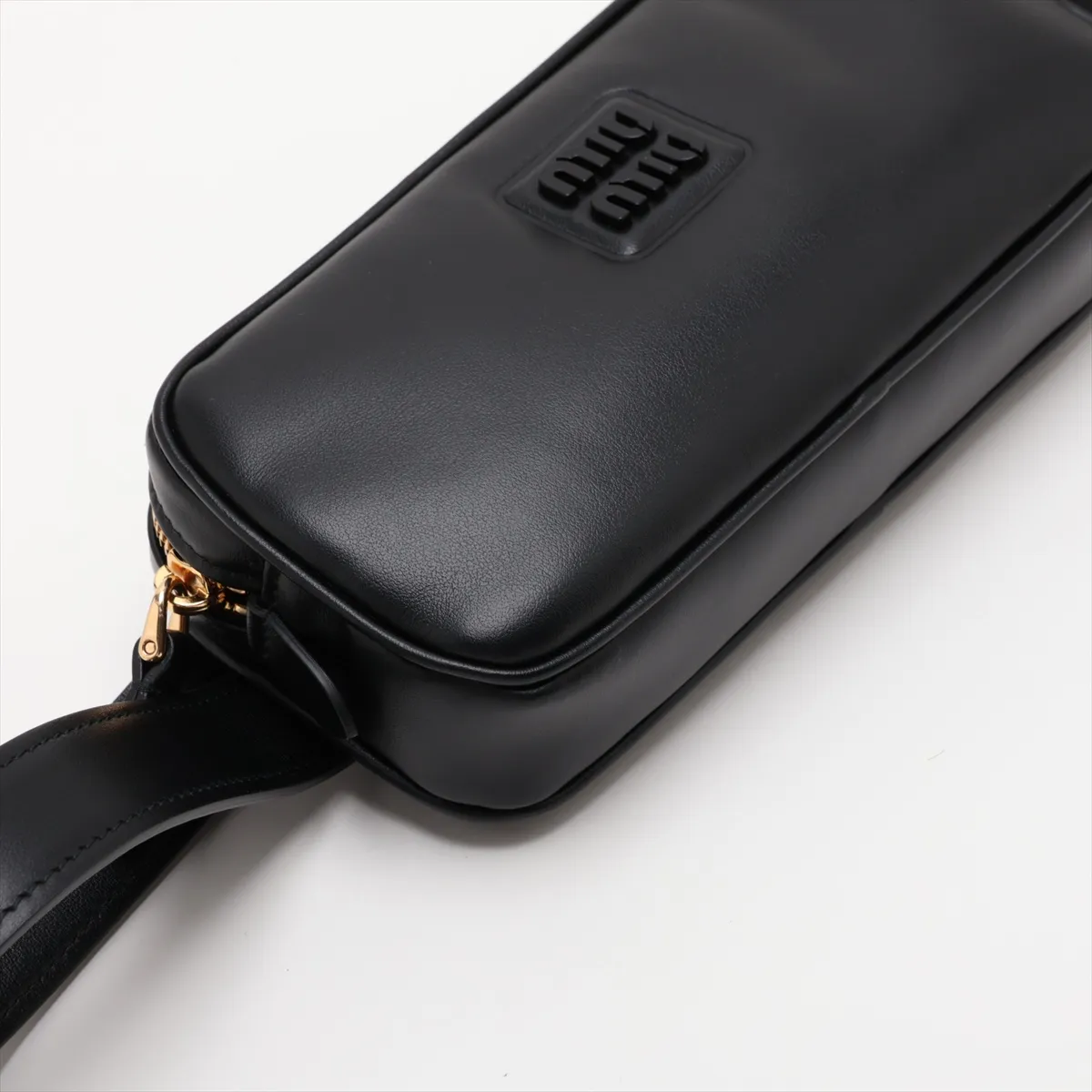 Leather Waist Pouch, Black, DNP104 — view 4